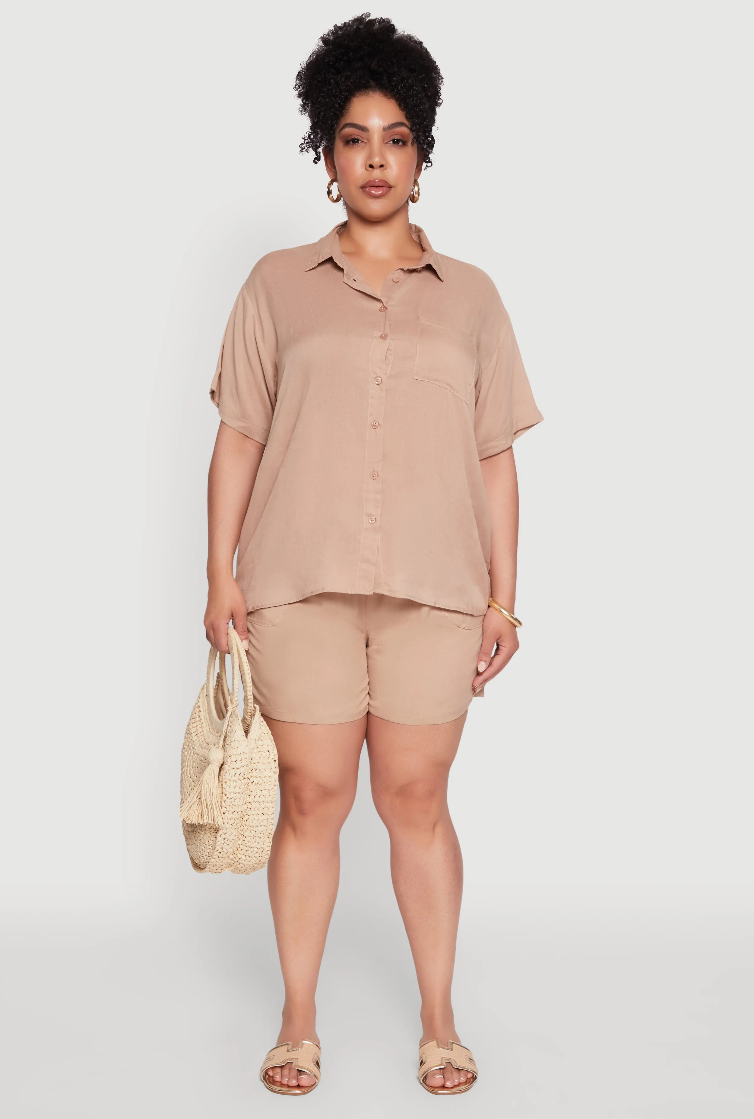 Plus Size High Waisted Shorts with Pockets and Drawstring sold by Rainbow product image thumbnail 2