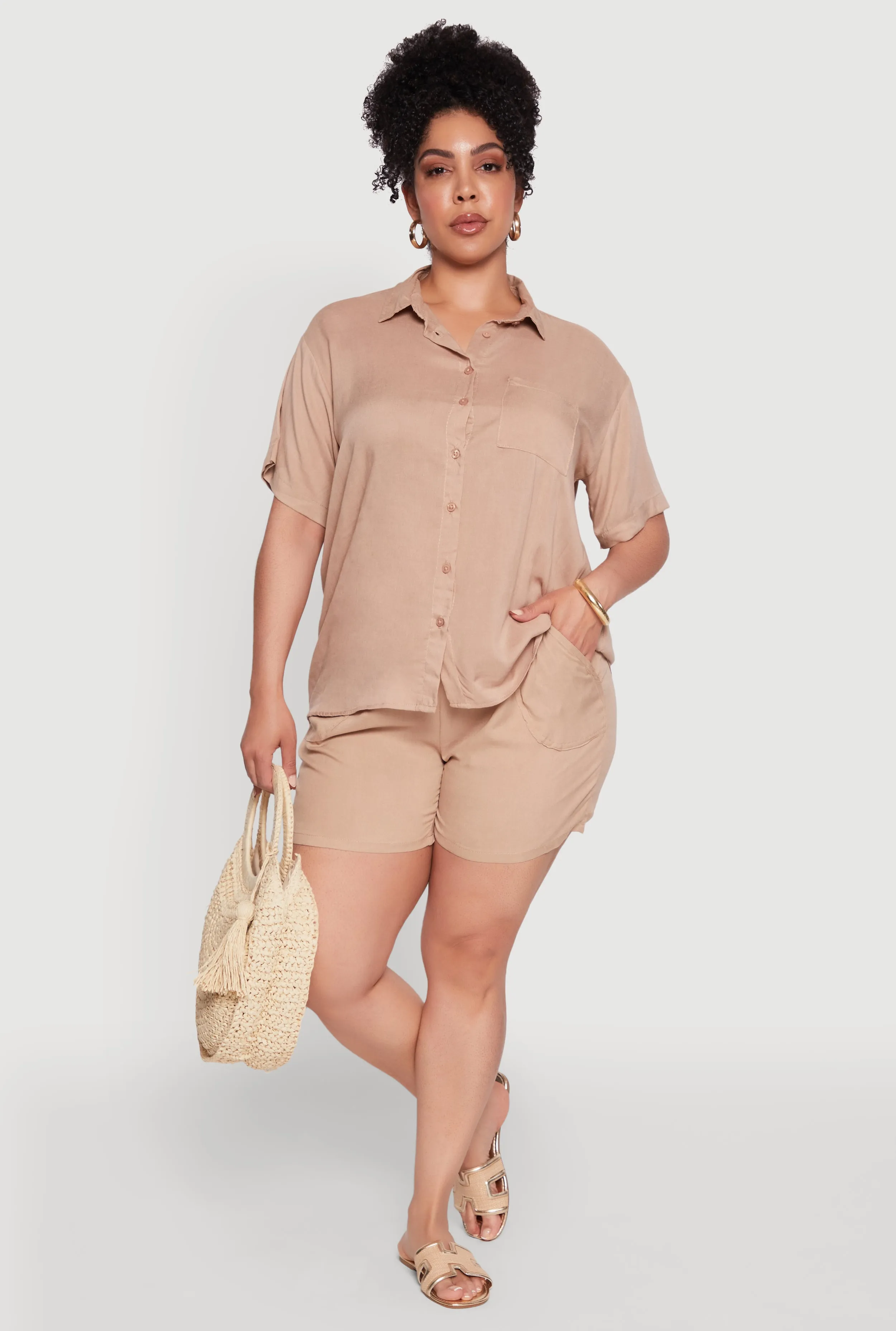 Plus Size High Waisted Shorts with Pockets and Drawstring sold by Rainbow