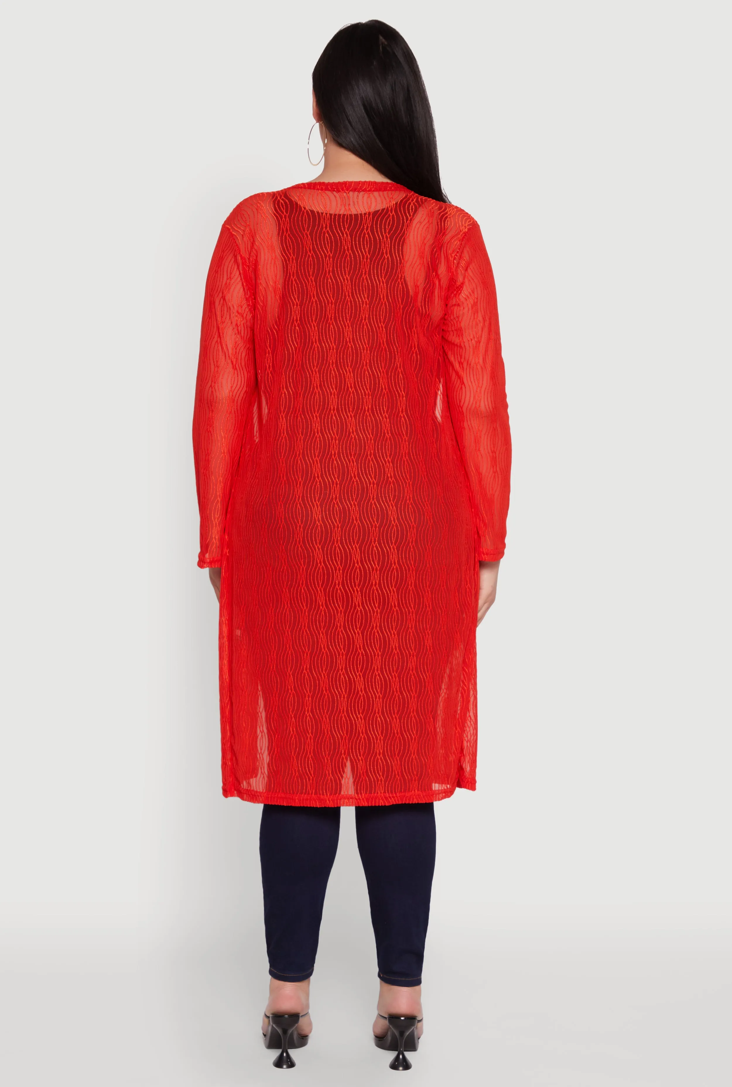 Plus Size Chic Wavy Stripe Mesh Duster sold by Rainbow product image thumbnail 5