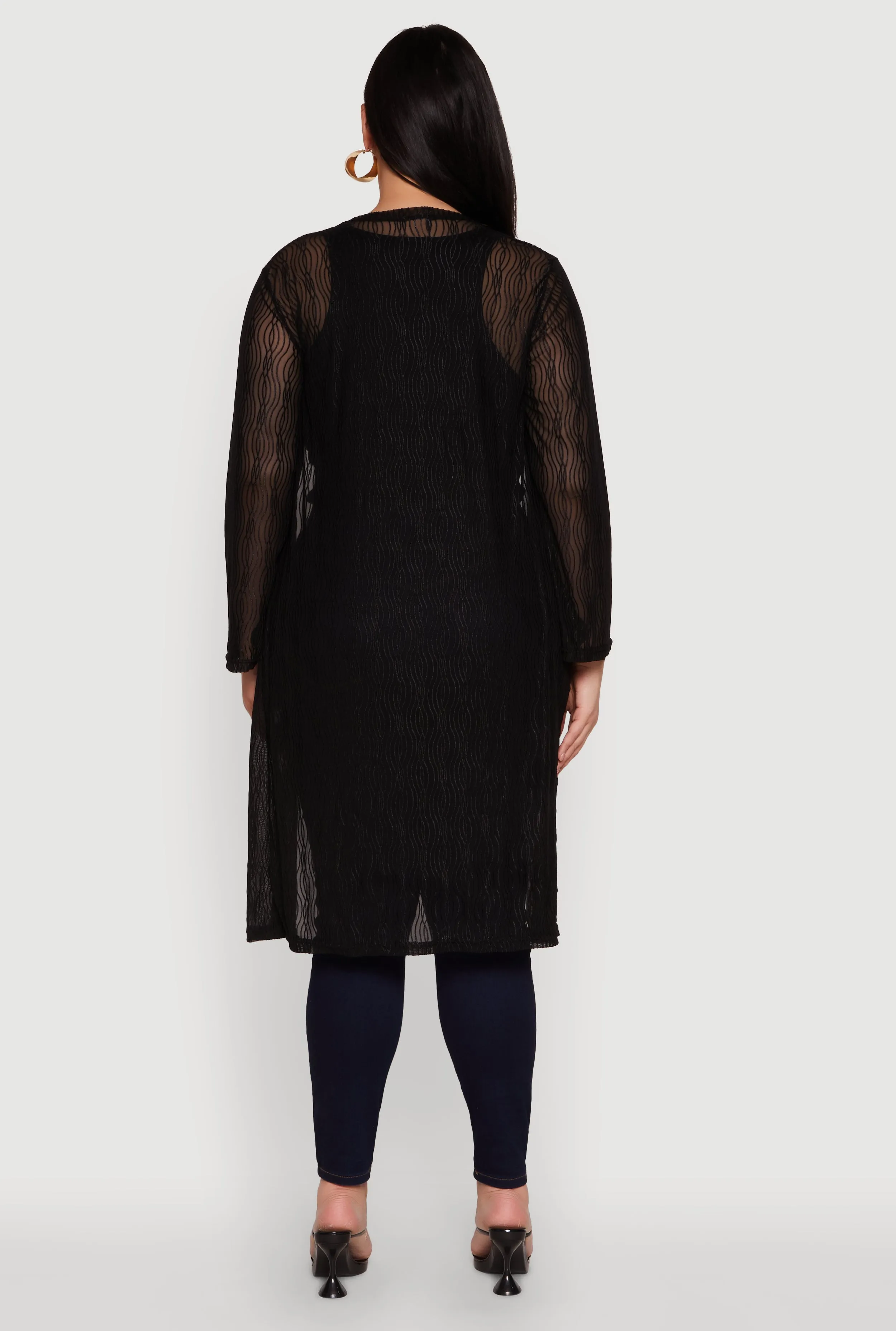 Plus Size Chic Wavy Stripe Mesh Duster sold by Rainbow product image thumbnail 5