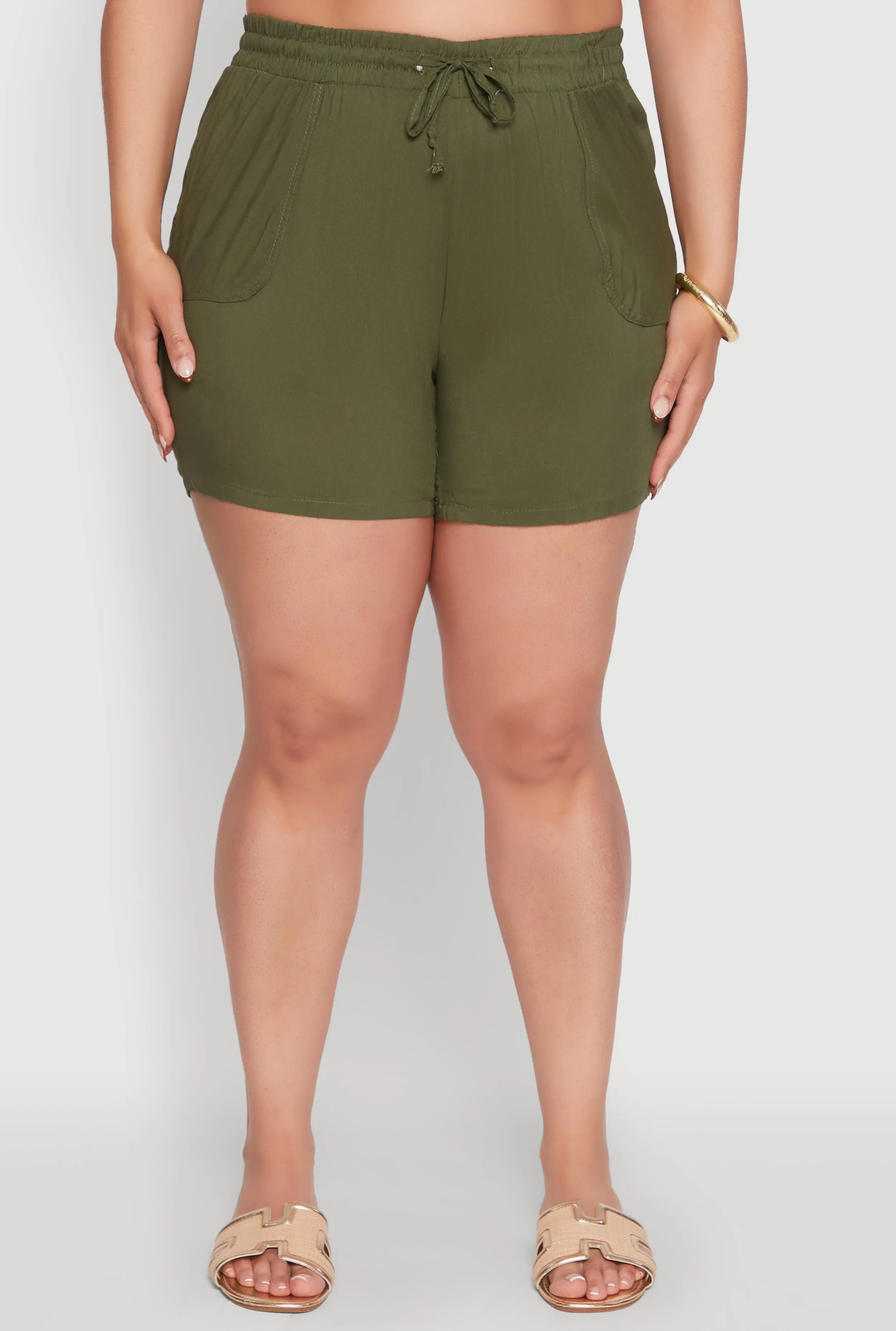 Plus Size High Waisted Shorts with Pockets and Drawstring sold by Rainbow product image thumbnail 3