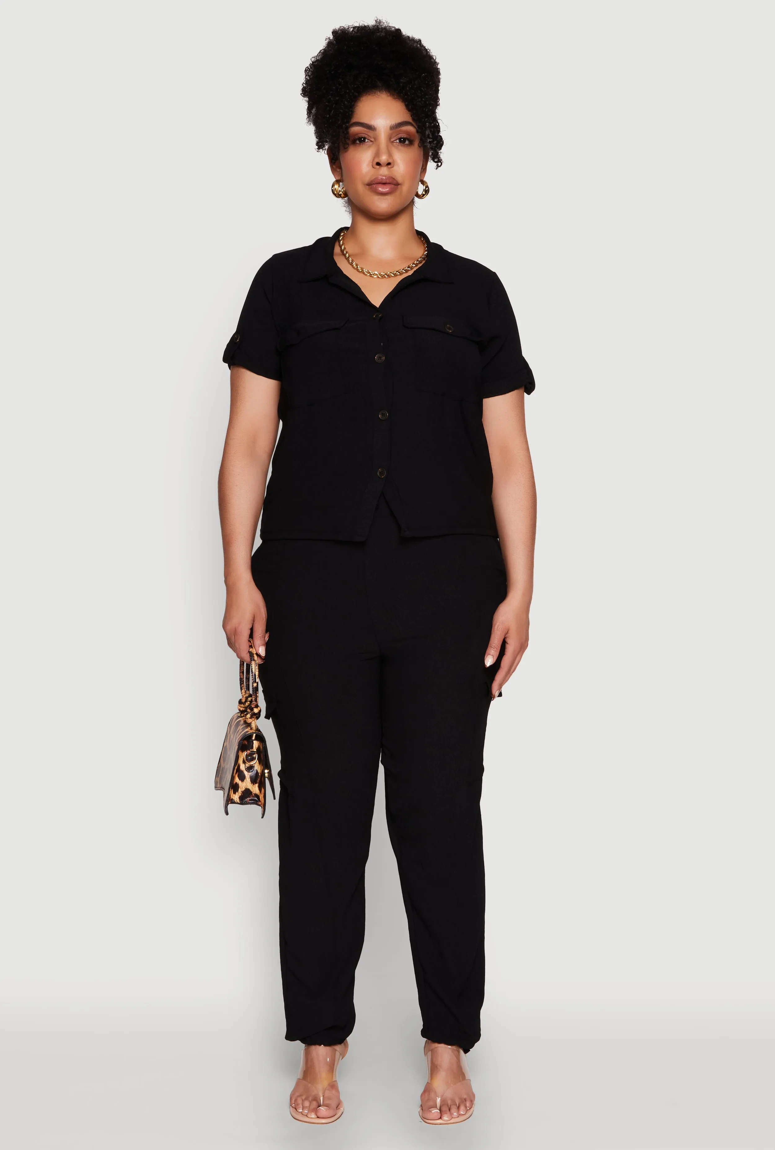 Plus Size Trendy High Waisted Cargo Pants sold by Rainbow product image thumbnail 2