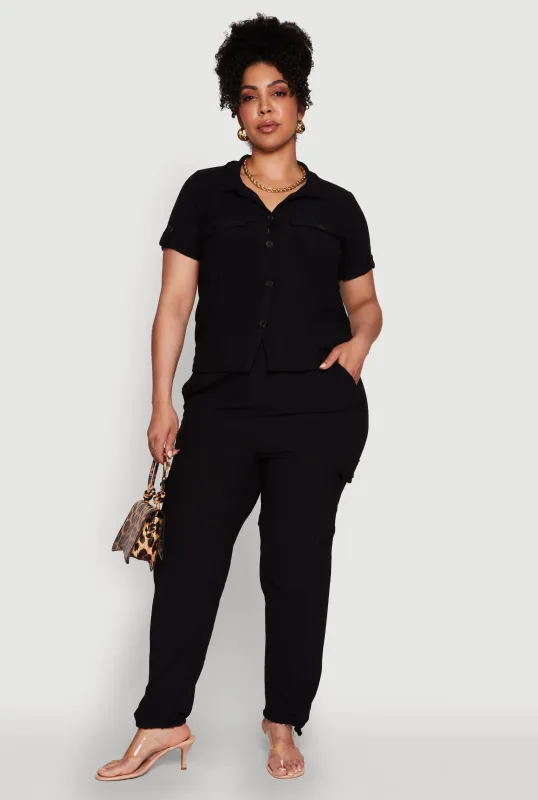 Plus Size Trendy High Waisted Cargo Pants sold by Rainbow
