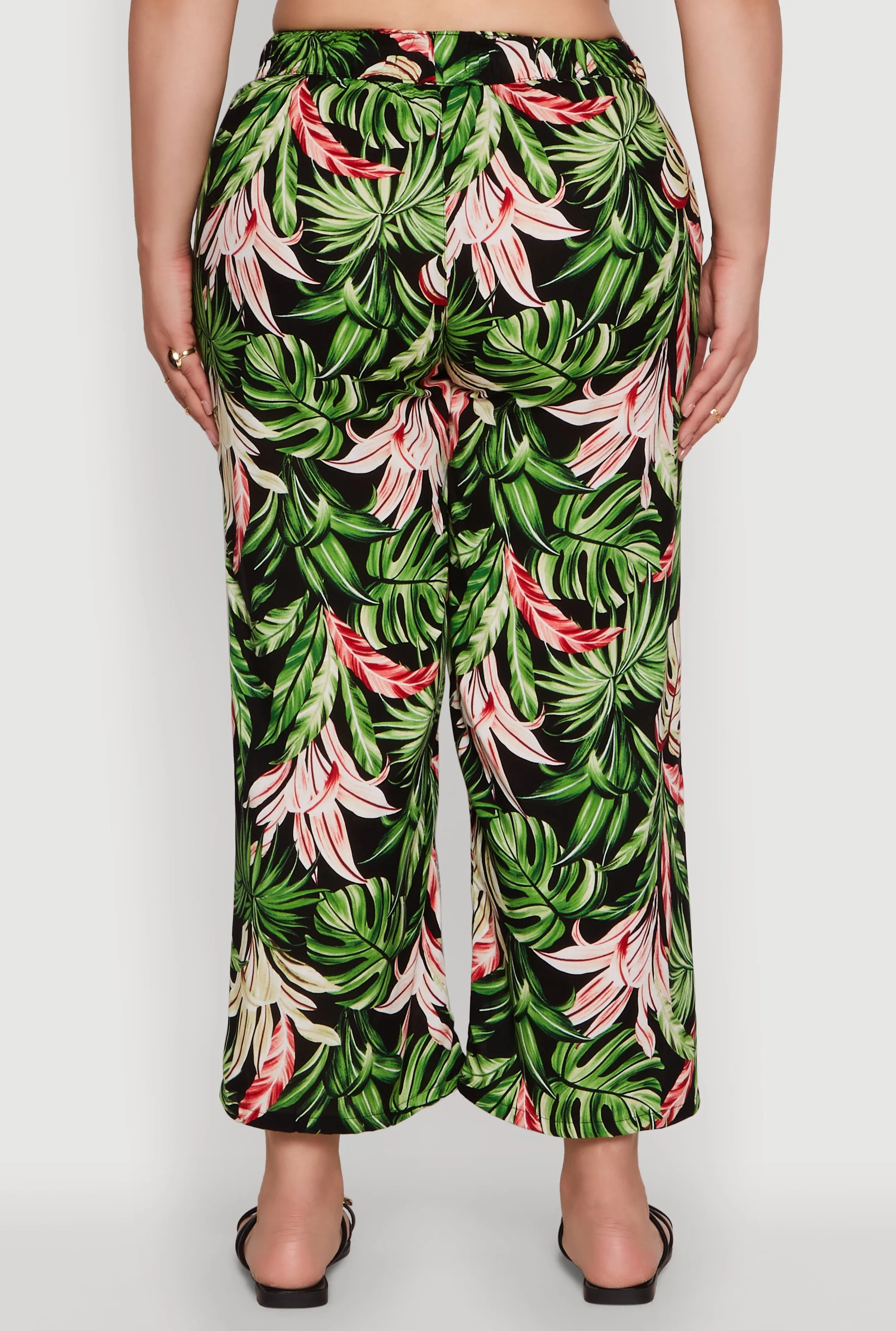Plus Size Tropical Leaf Print High Waisted Palazzo Pants sold by Rainbow product image thumbnail 5