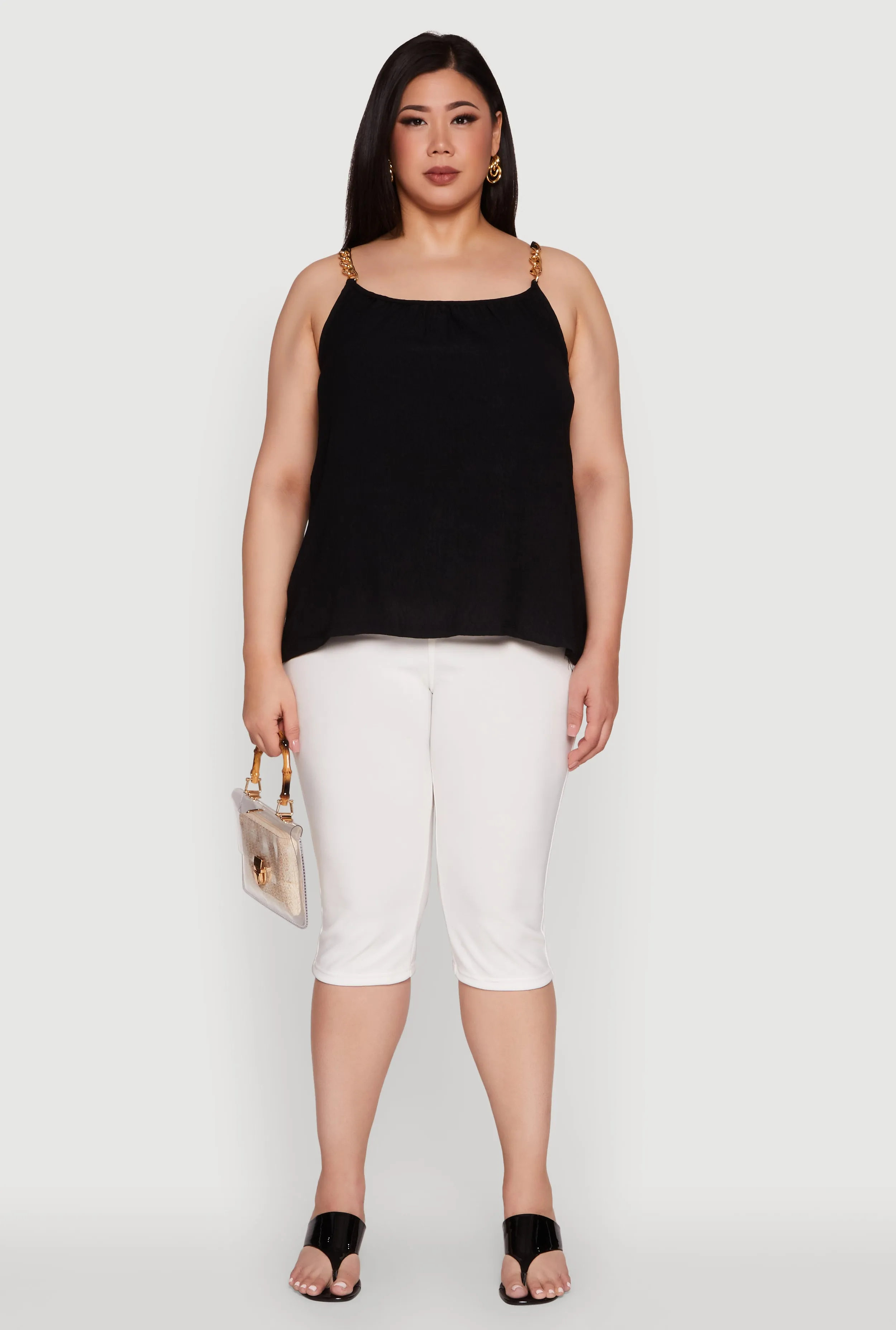 Plus Size Crepe Knit Cami with Chain Strap and Scoop Neck sold by Rainbow product image thumbnail 3