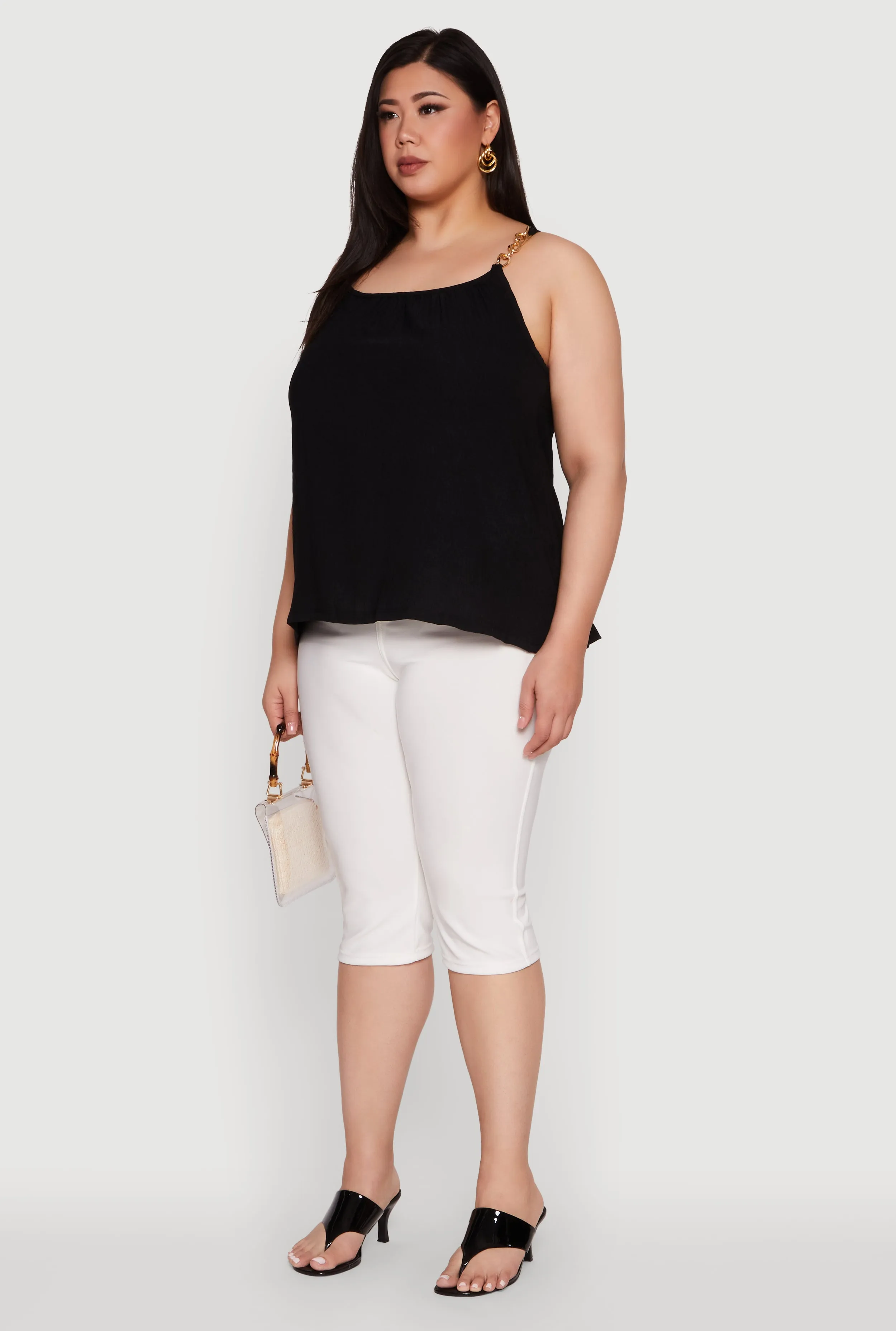 Plus Size Crepe Knit Cami with Chain Strap and Scoop Neck sold by Rainbow product image thumbnail 5