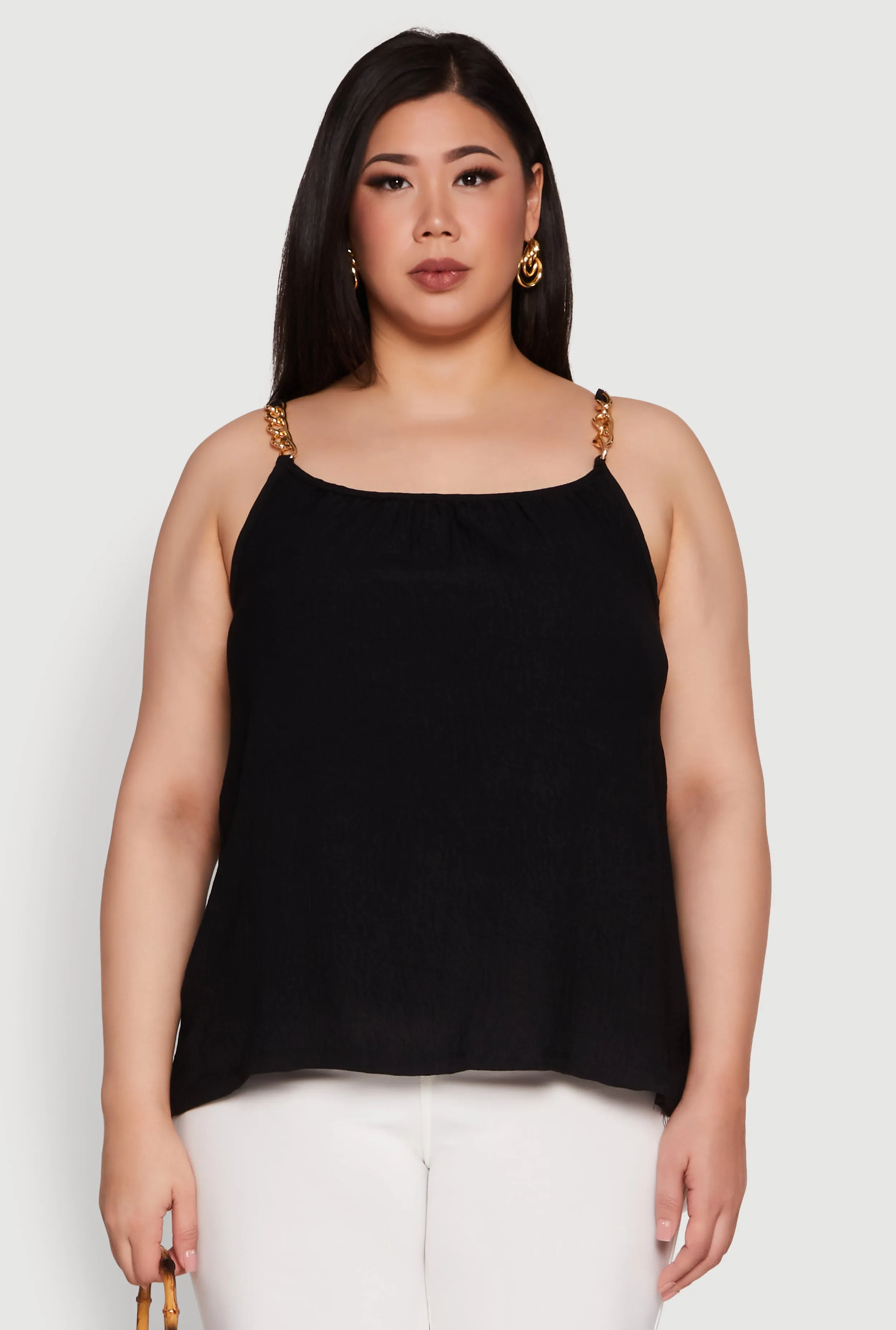 Plus Size Crepe Knit Cami with Chain Strap and Scoop Neck sold by Rainbow product image thumbnail 2