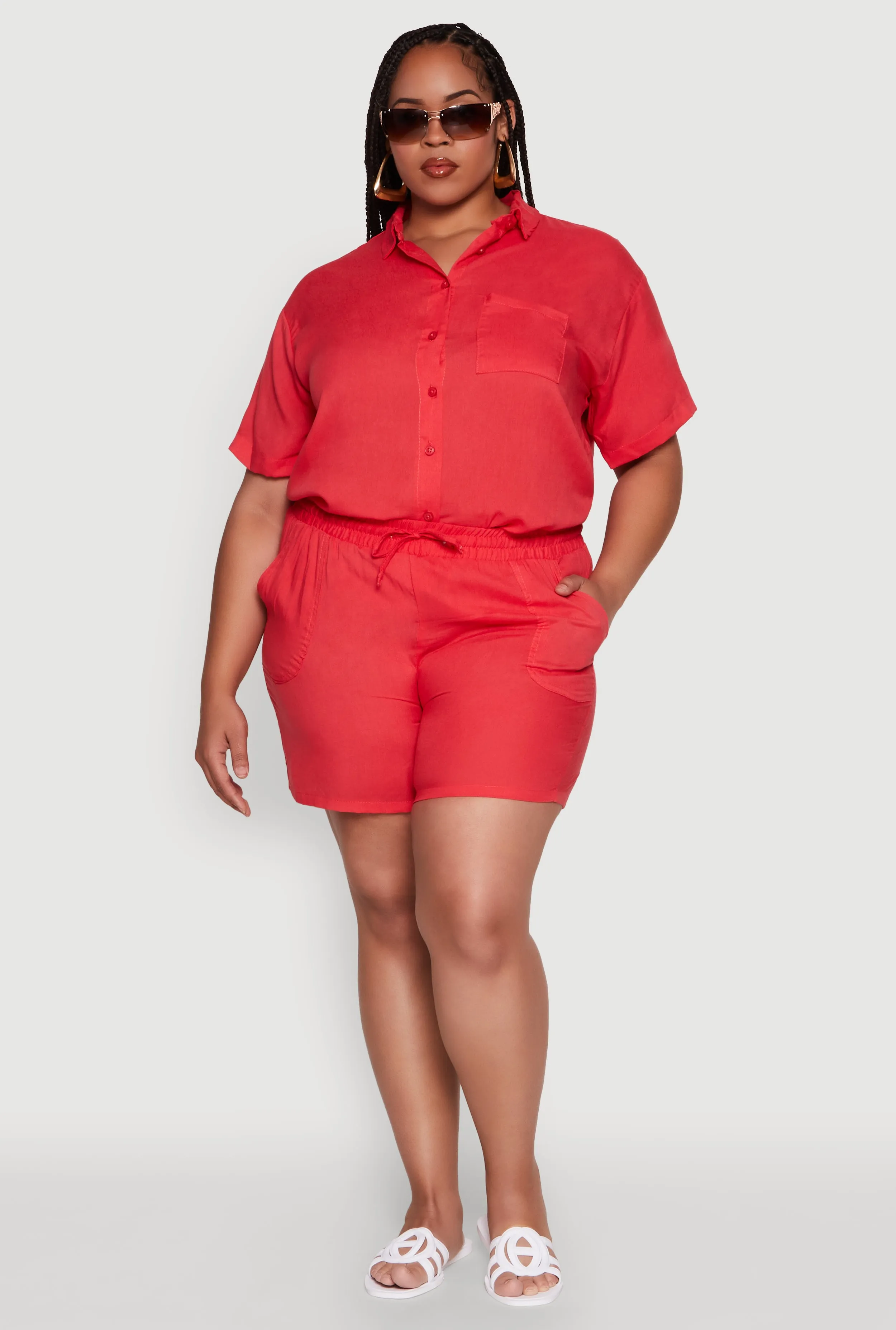 Plus Size Classic Fit Button Front Short Sleeve Shirt sold by Rainbow product image thumbnail 3