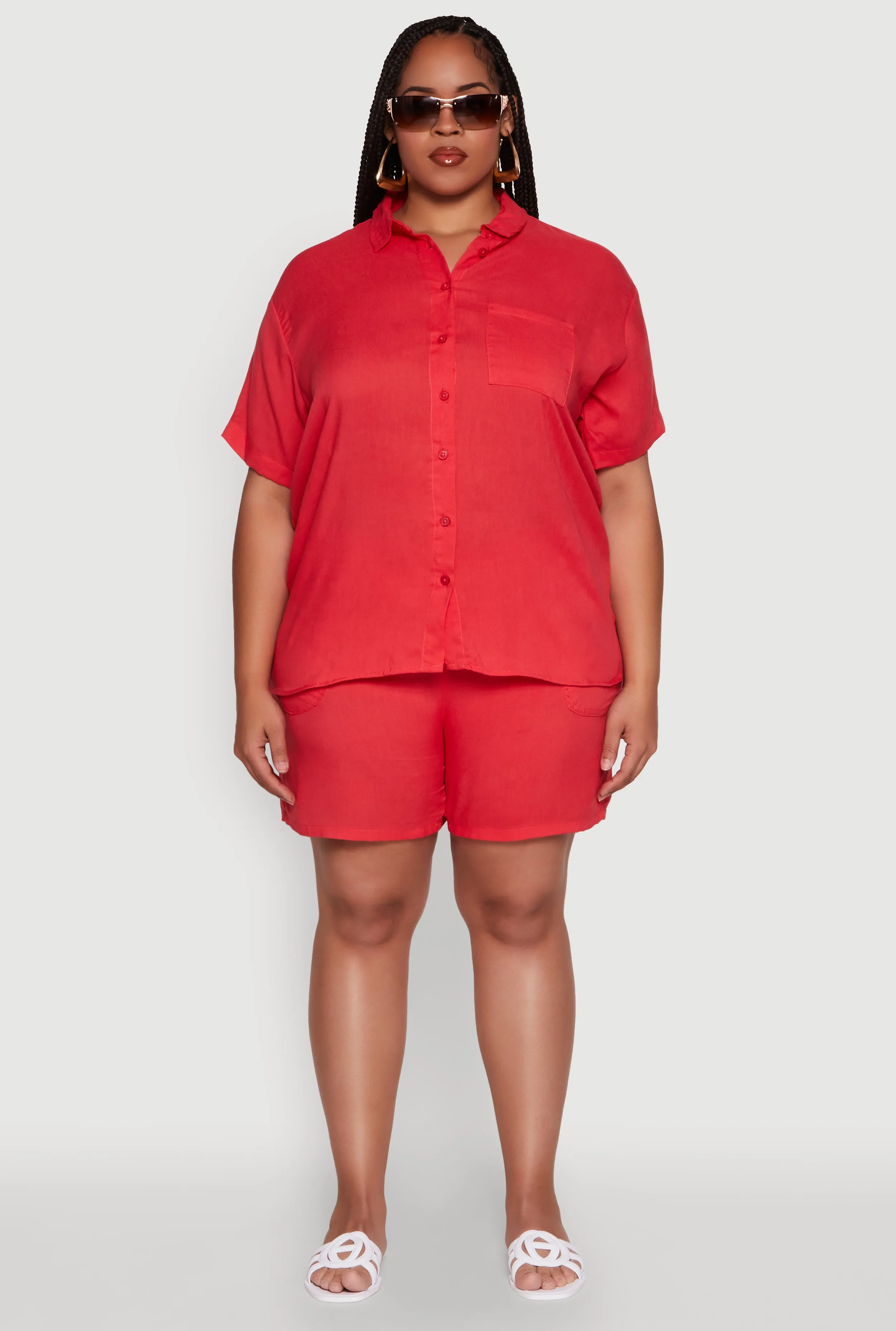 Plus Size Classic Fit Button Front Short Sleeve Shirt sold by Rainbow product image thumbnail 2