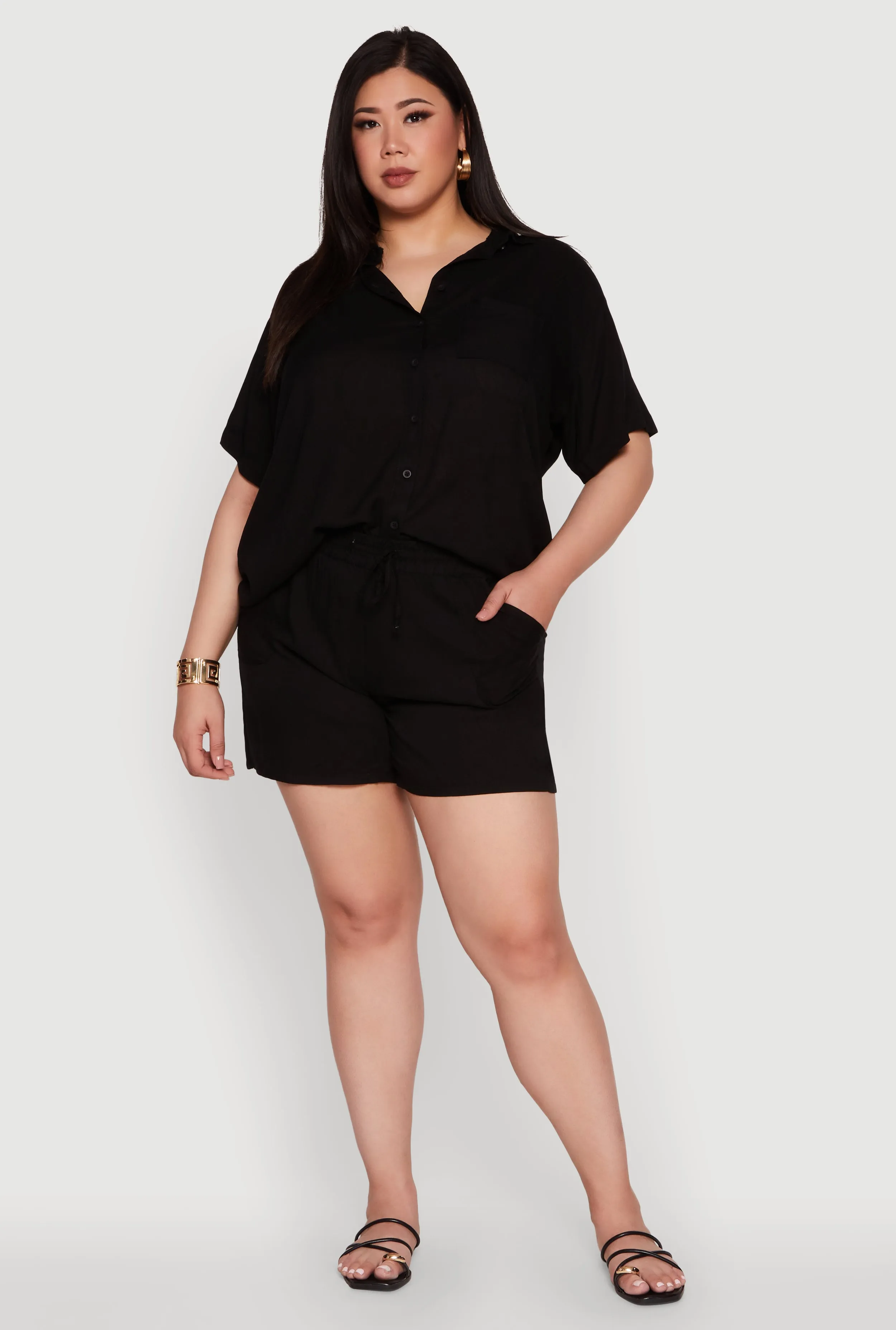 Plus Size High Waisted Shorts with Pockets and Drawstring sold by Rainbow