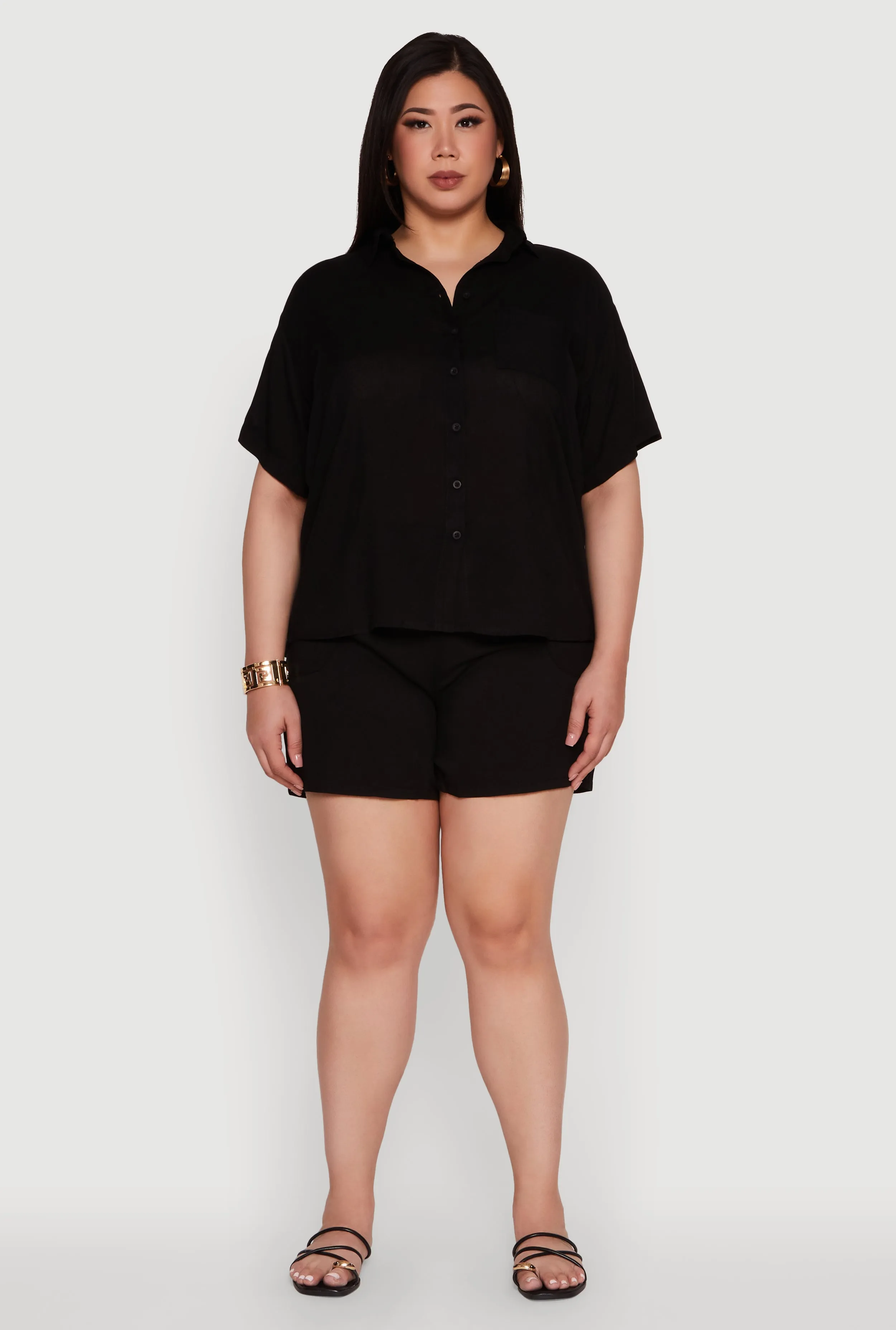 Plus Size High Waisted Shorts with Pockets and Drawstring sold by Rainbow product image thumbnail 2