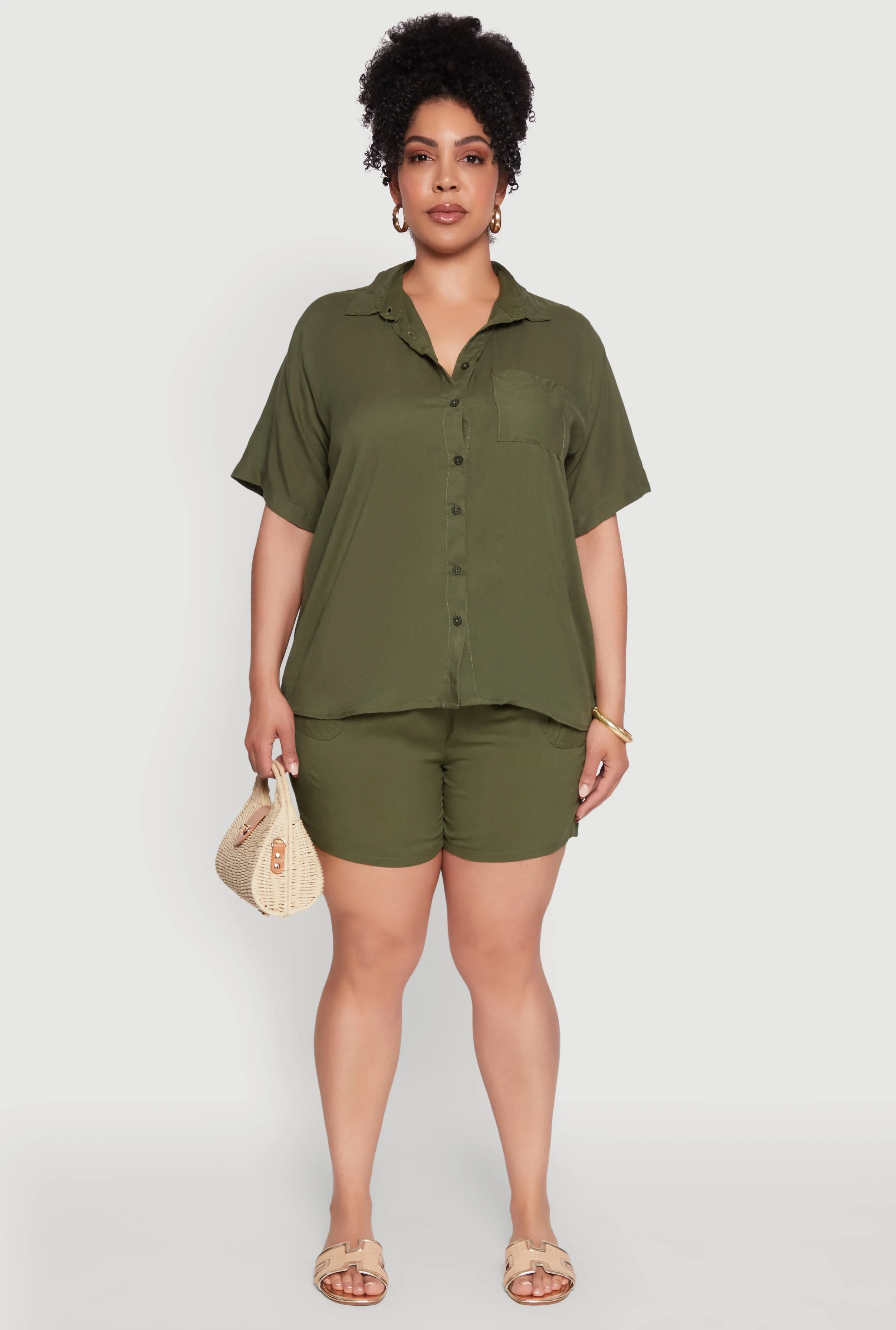 Plus Size Classic Fit Button Front Short Sleeve Shirt sold by Rainbow product image thumbnail 3