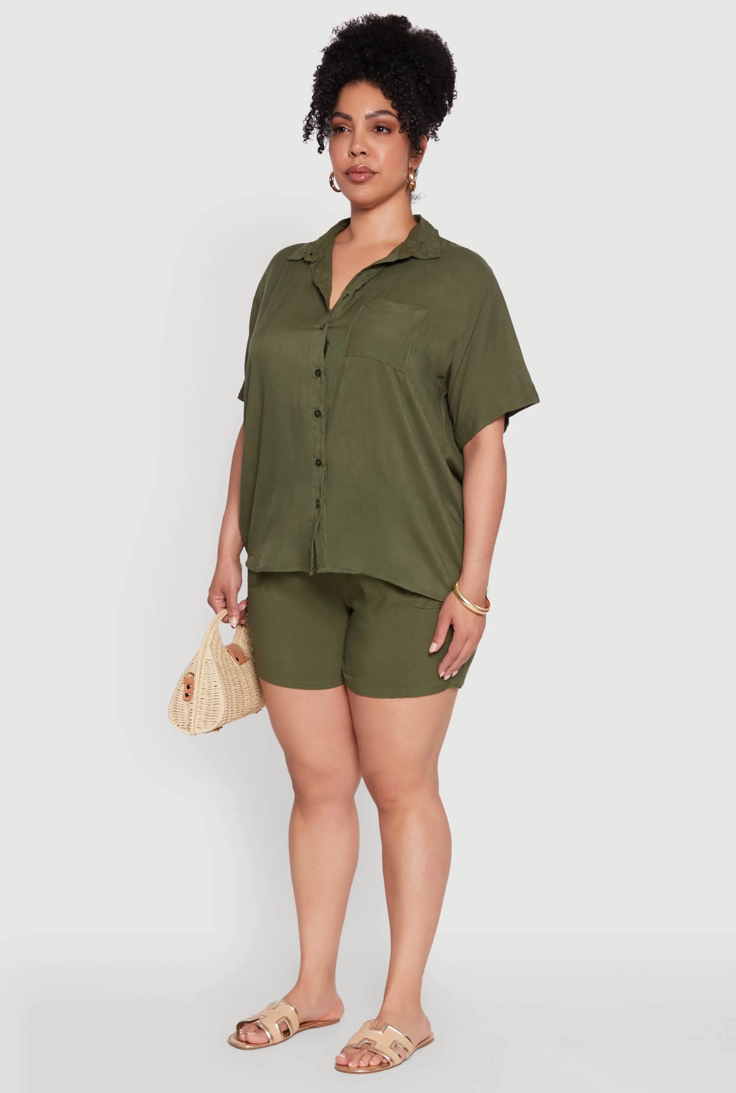Plus Size Classic Fit Button Front Short Sleeve Shirt sold by Rainbow product image thumbnail 5