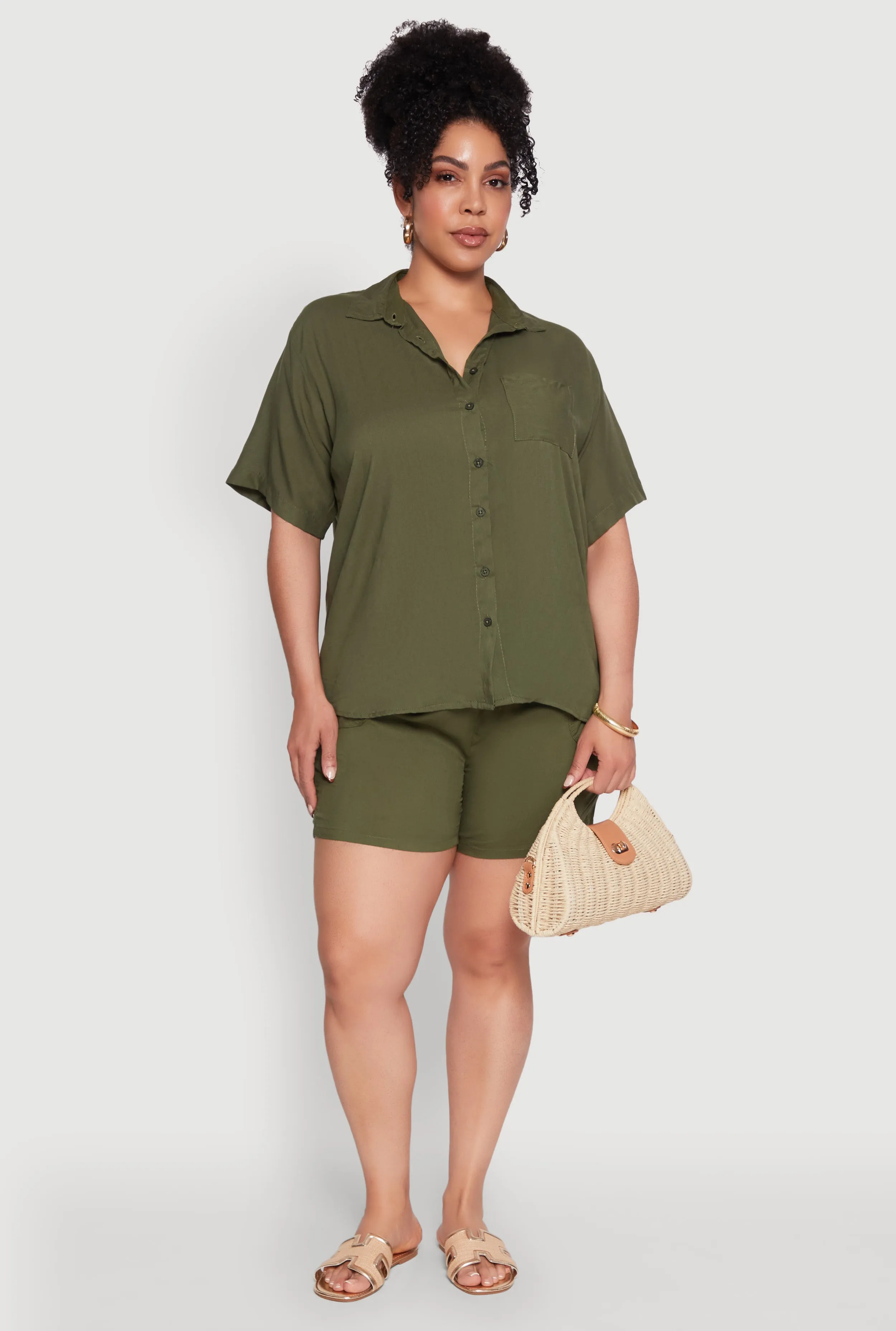 Plus Size Classic Fit Button Front Short Sleeve Shirt sold by Rainbow product image thumbnail 2