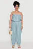 Plus Size Stylish Striped Strapless Tapered Leg Jumpsuit sold by Rainbow