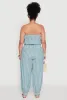 Plus Size Stylish Striped Strapless Tapered Leg Jumpsuit sold by Rainbow