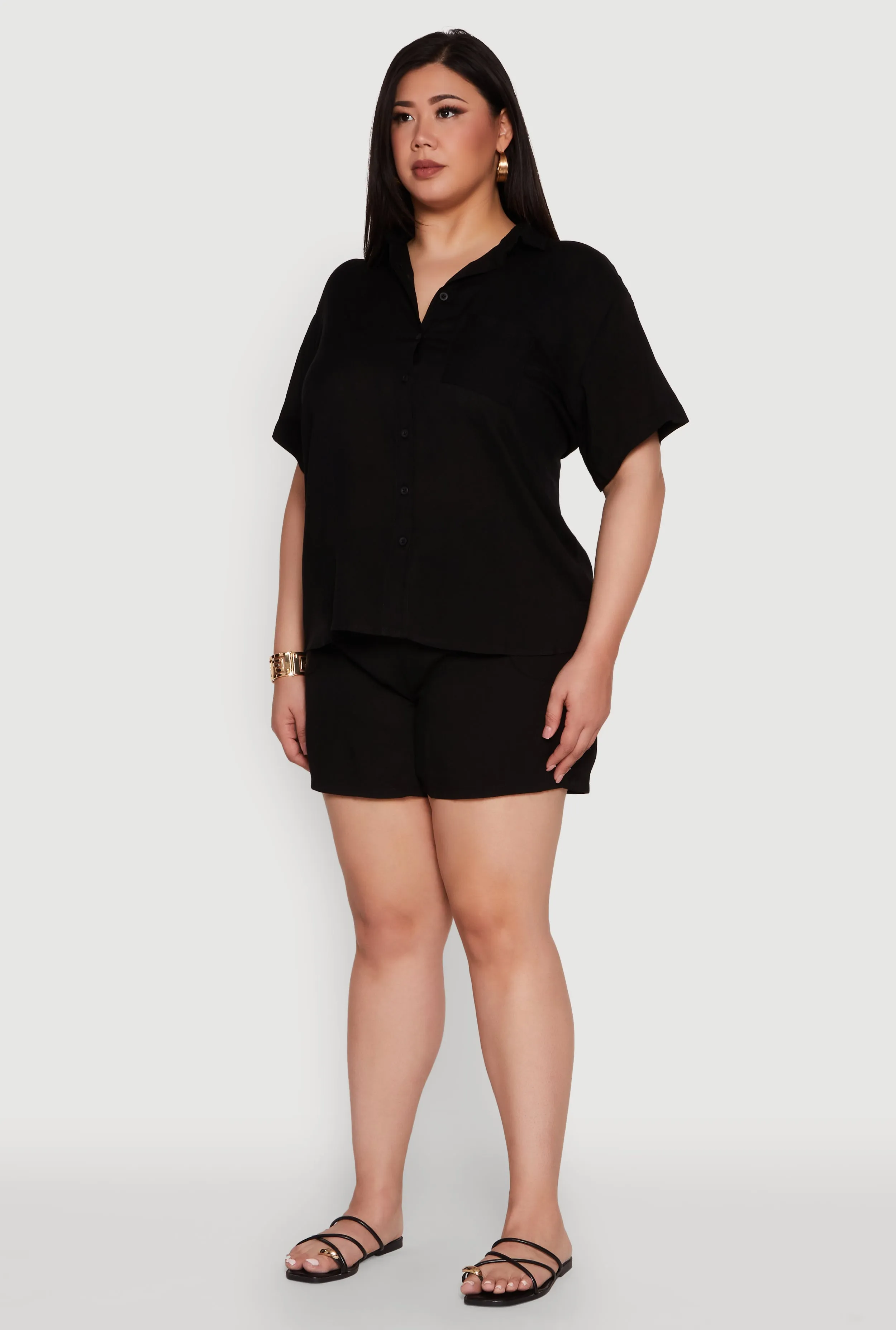 Plus Size Classic Fit Button Front Short Sleeve Shirt sold by Rainbow product image thumbnail 5