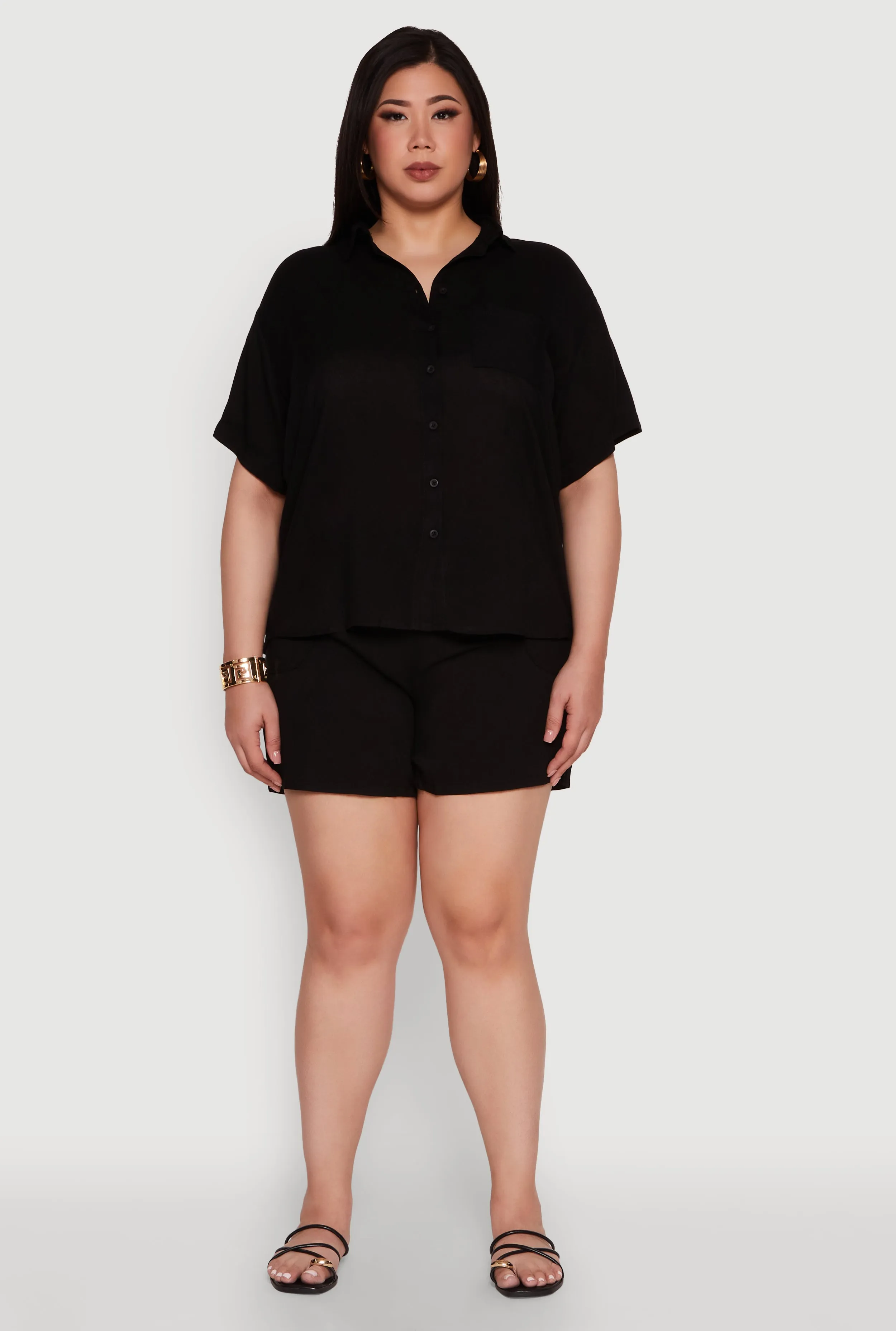Plus Size Classic Fit Button Front Short Sleeve Shirt sold by Rainbow product image thumbnail 2