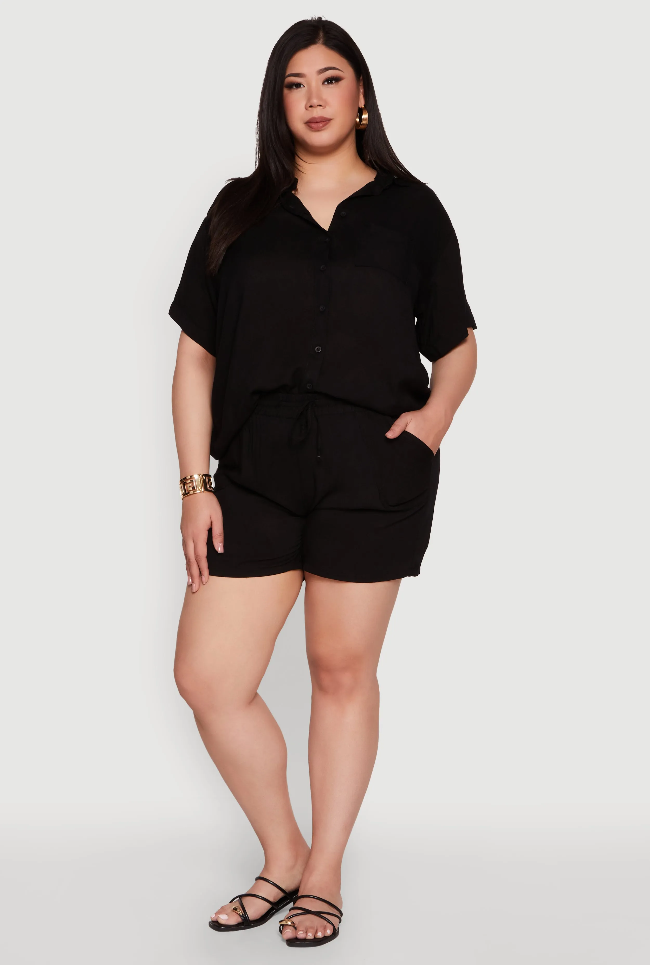 Plus Size Classic Fit Button Front Short Sleeve Shirt sold by Rainbow product image thumbnail 3