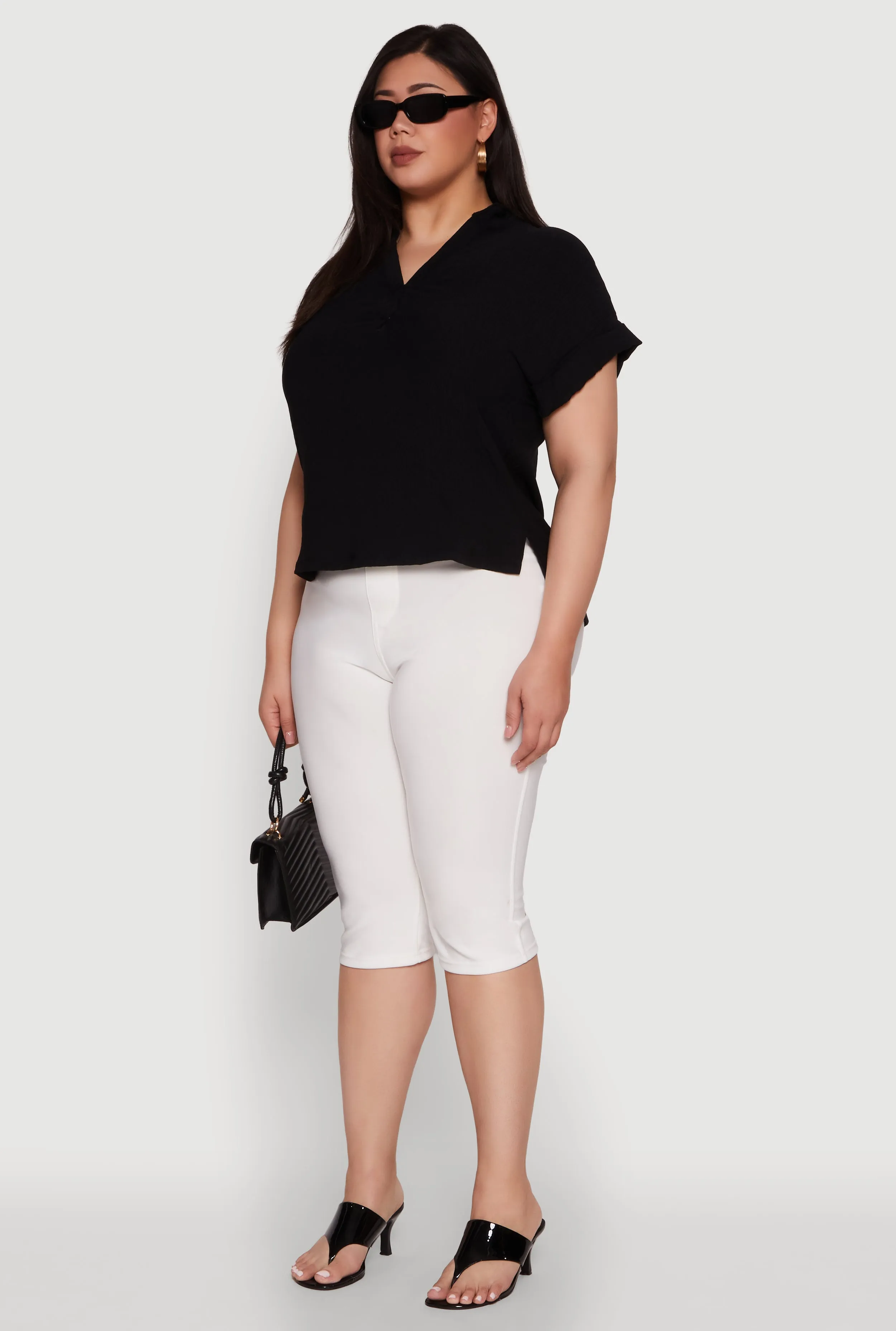 Plus Size Chic Crepe Knit Side Slit Blouse sold by Rainbow product image thumbnail 5