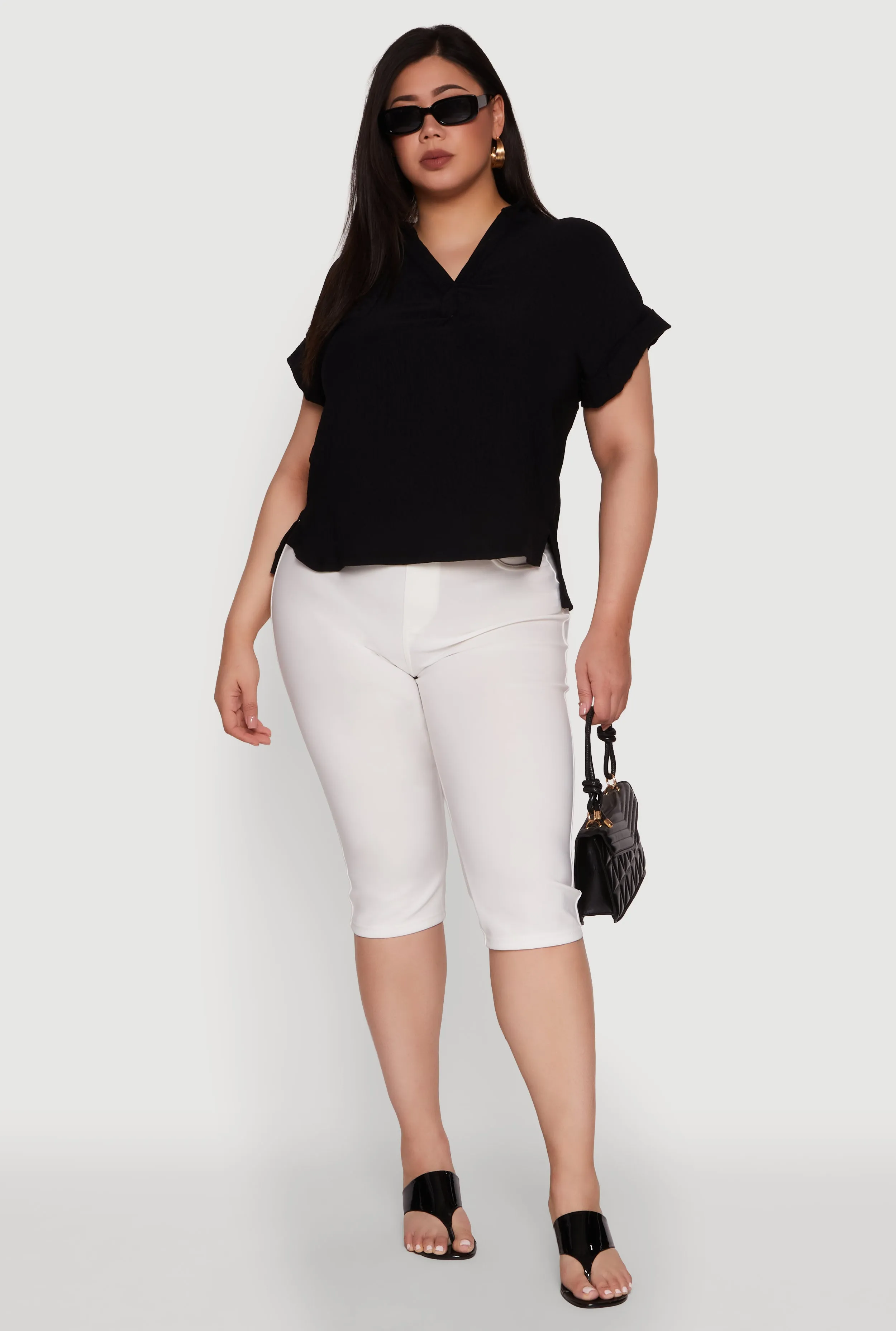 Plus Size Chic Crepe Knit Side Slit Blouse sold by Rainbow product image thumbnail 3