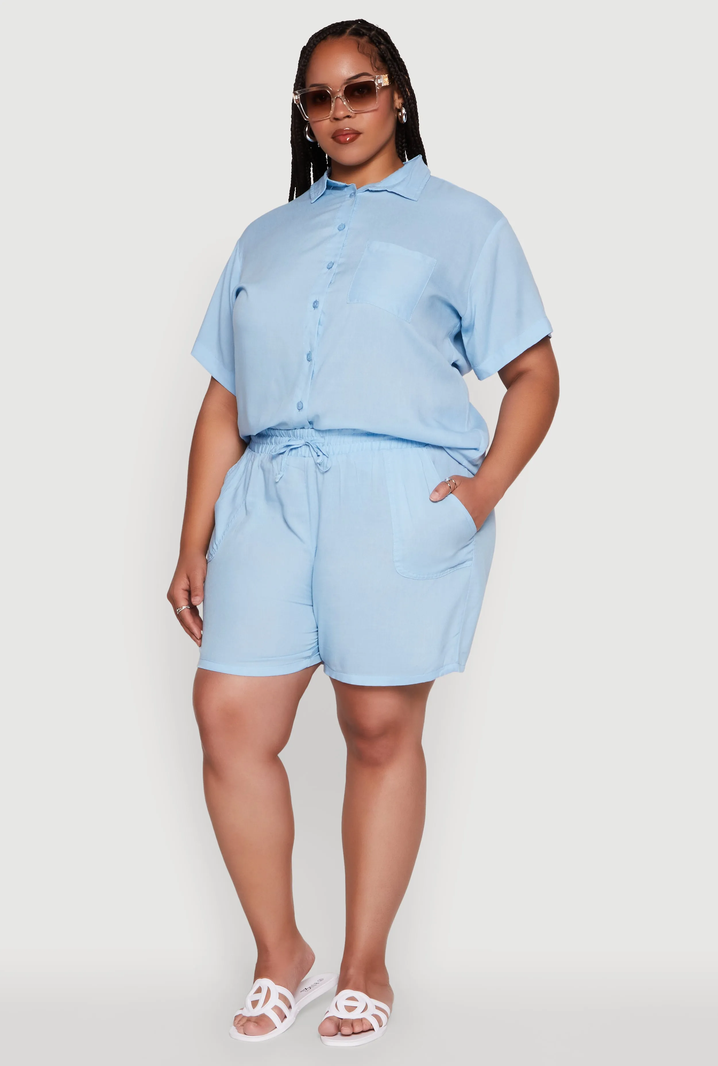 Plus Size High Waisted Shorts with Pockets and Drawstring sold by Rainbow product image thumbnail 2