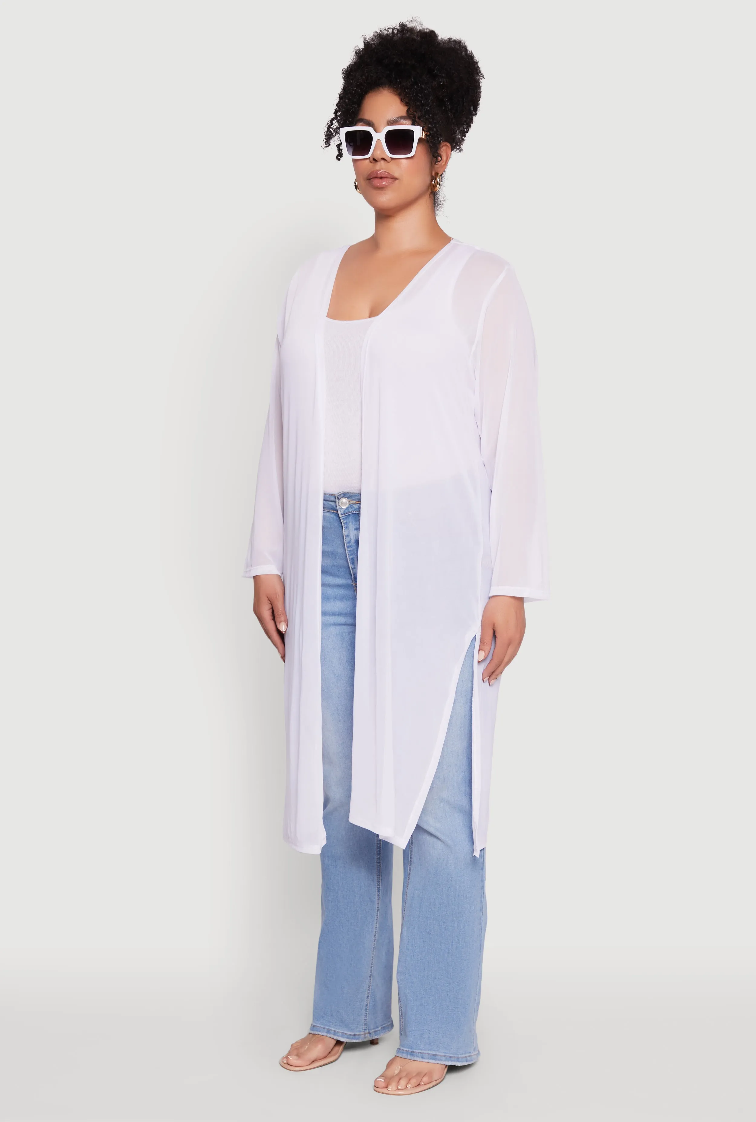 Plus Size Chic Mesh Long Sleeve Duster sold by Rainbow product image thumbnail 3