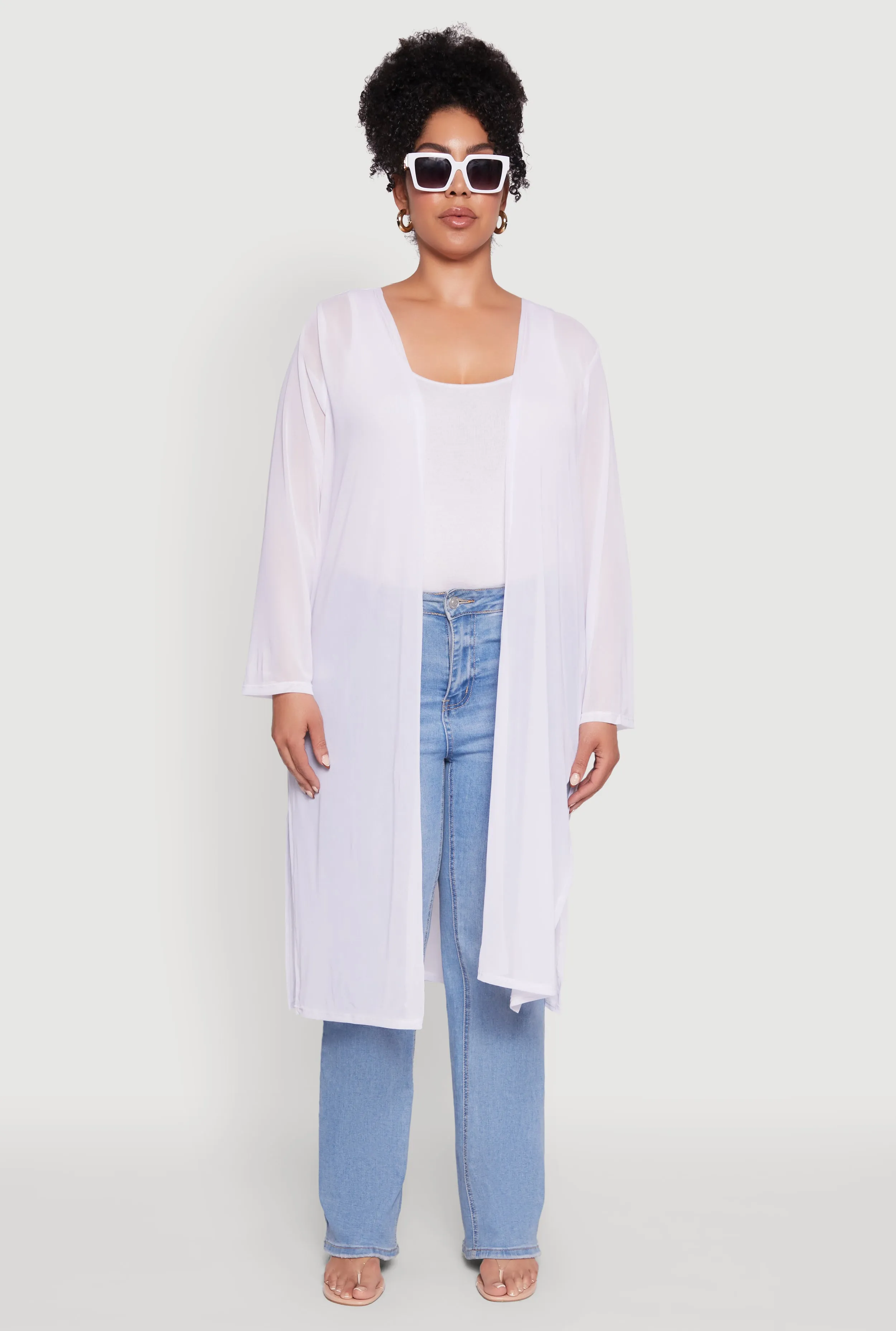 Plus Size Chic Mesh Long Sleeve Duster sold by Rainbow product image thumbnail 2