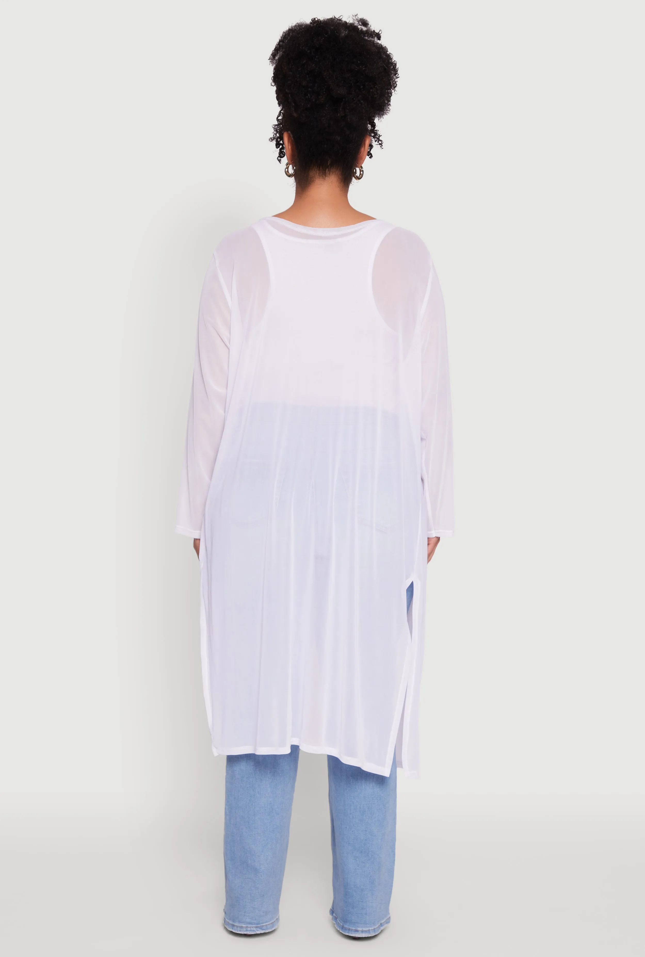 Plus Size Chic Mesh Long Sleeve Duster sold by Rainbow product image thumbnail 5