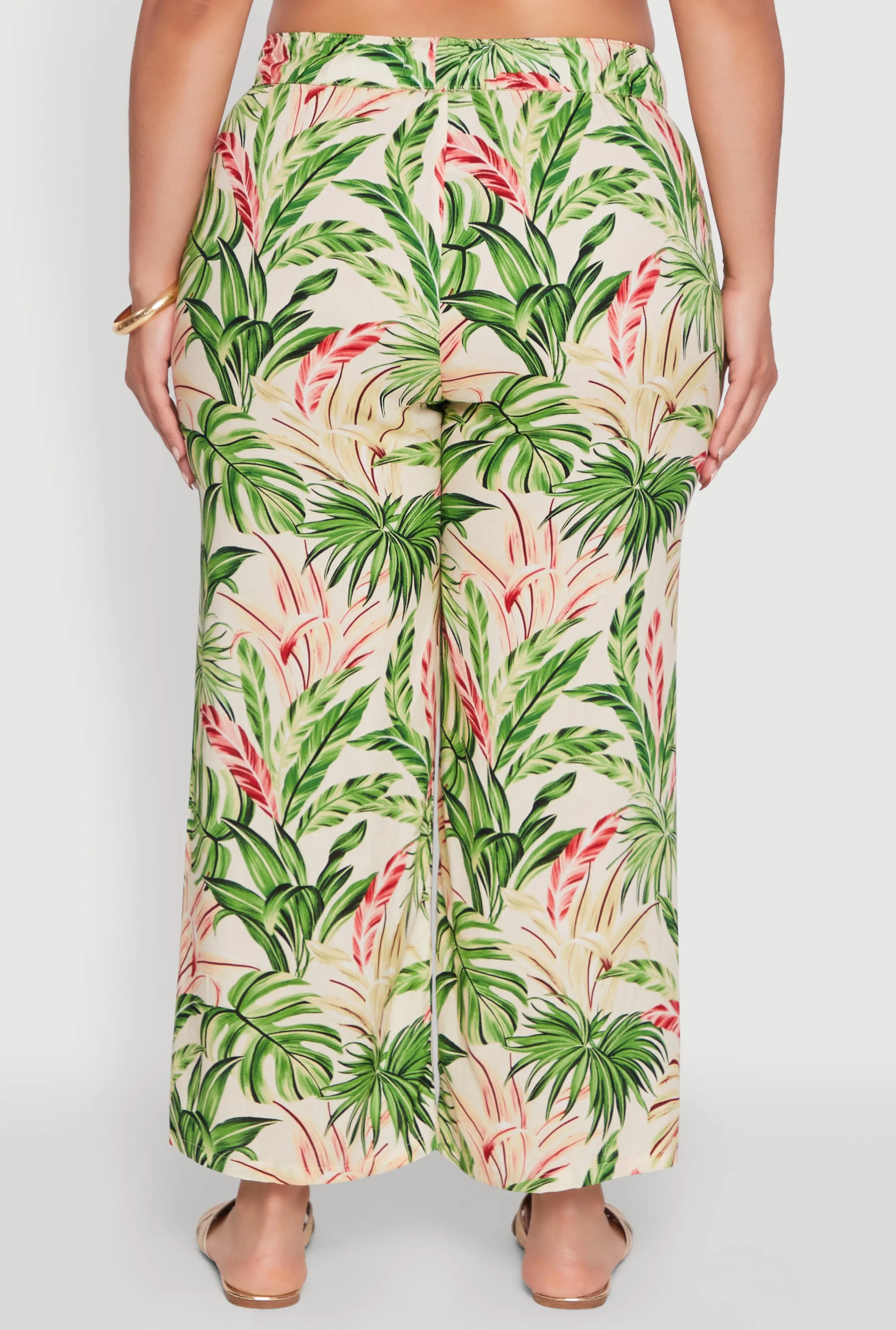 Plus Size Tropical Leaf Print High Waisted Palazzo Pants sold by Rainbow product image thumbnail 5
