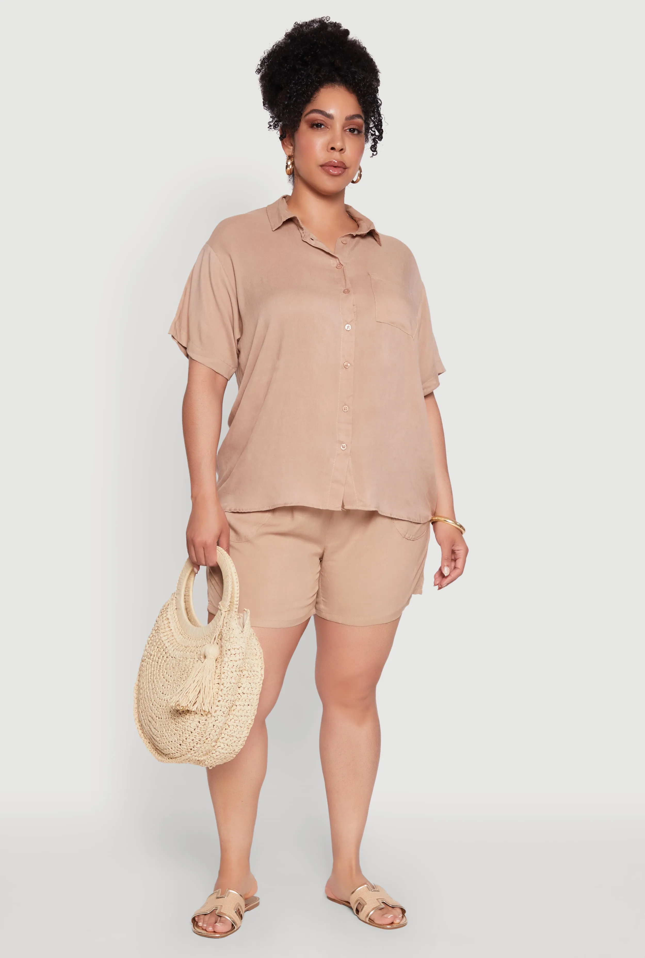 Plus Size Classic Fit Button Front Short Sleeve Shirt sold by Rainbow product image thumbnail 2
