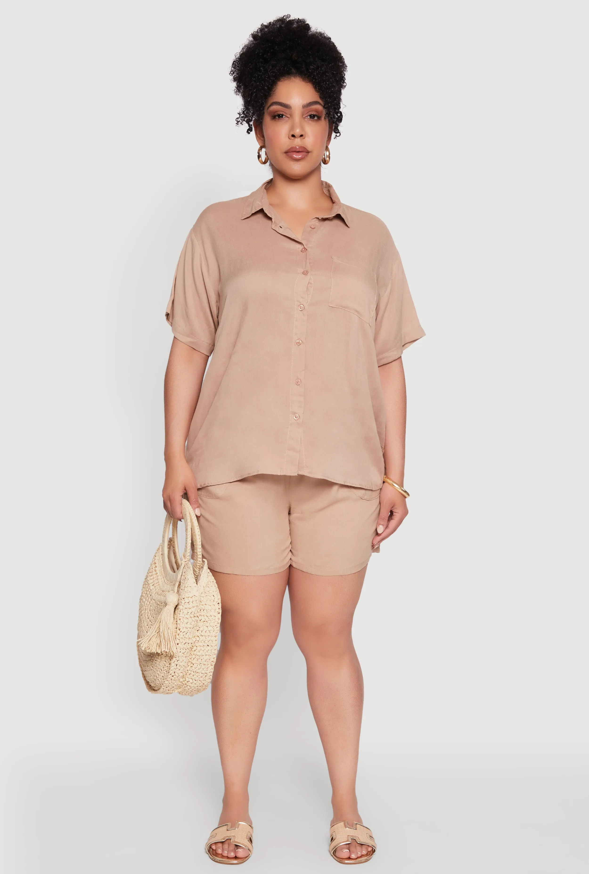Plus Size Classic Fit Button Front Short Sleeve Shirt sold by Rainbow product image thumbnail 3