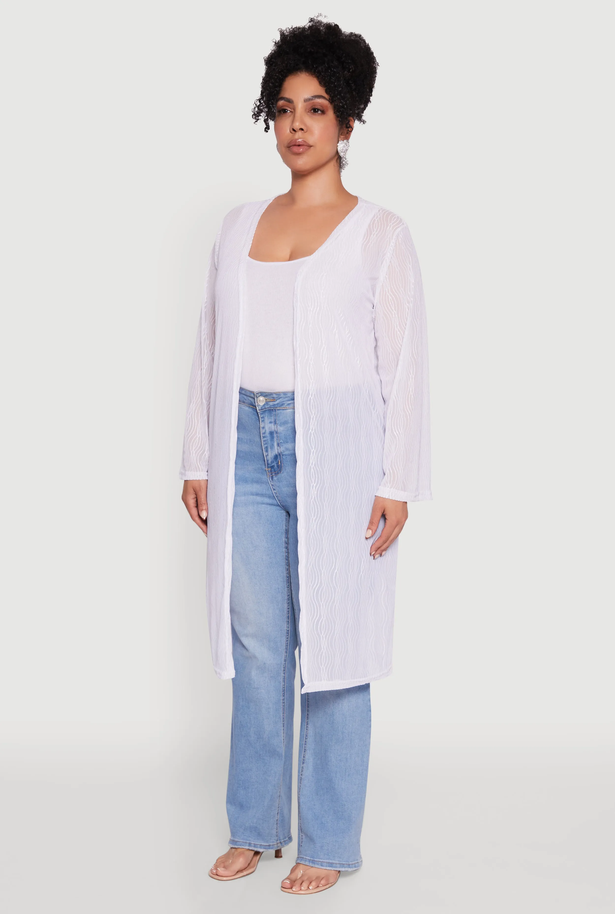 Plus Size Chic Wavy Stripe Mesh Duster sold by Rainbow product image thumbnail 3