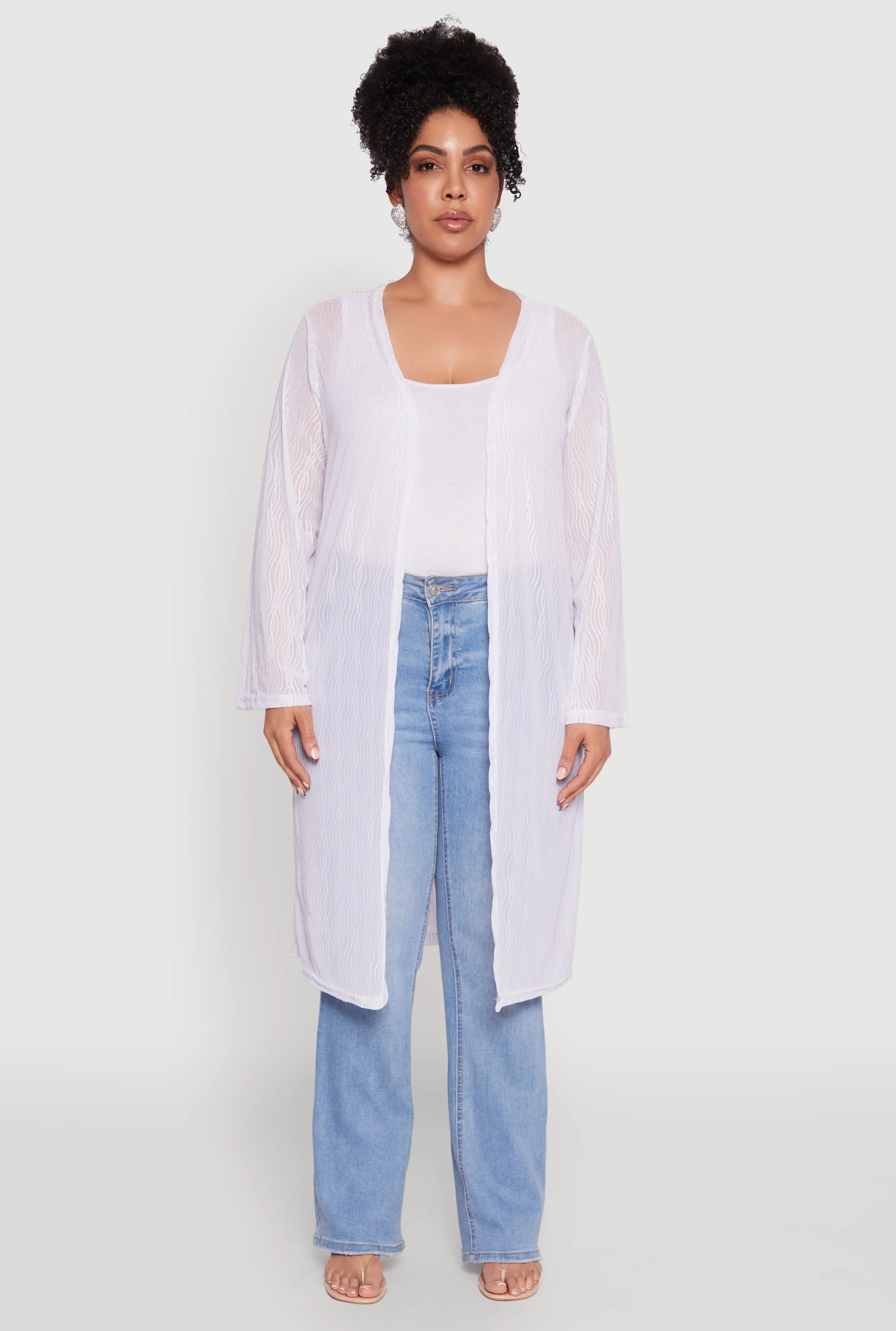 Plus Size Chic Wavy Stripe Mesh Duster sold by Rainbow product image thumbnail 2