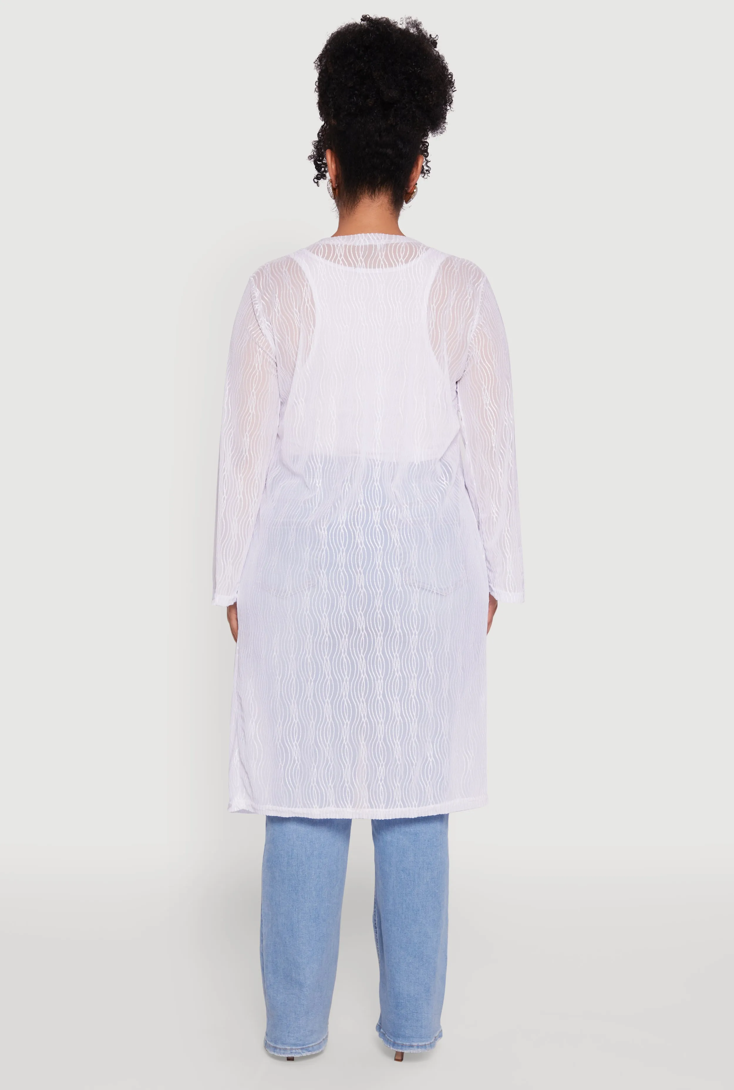 Plus Size Chic Wavy Stripe Mesh Duster sold by Rainbow product image thumbnail 5