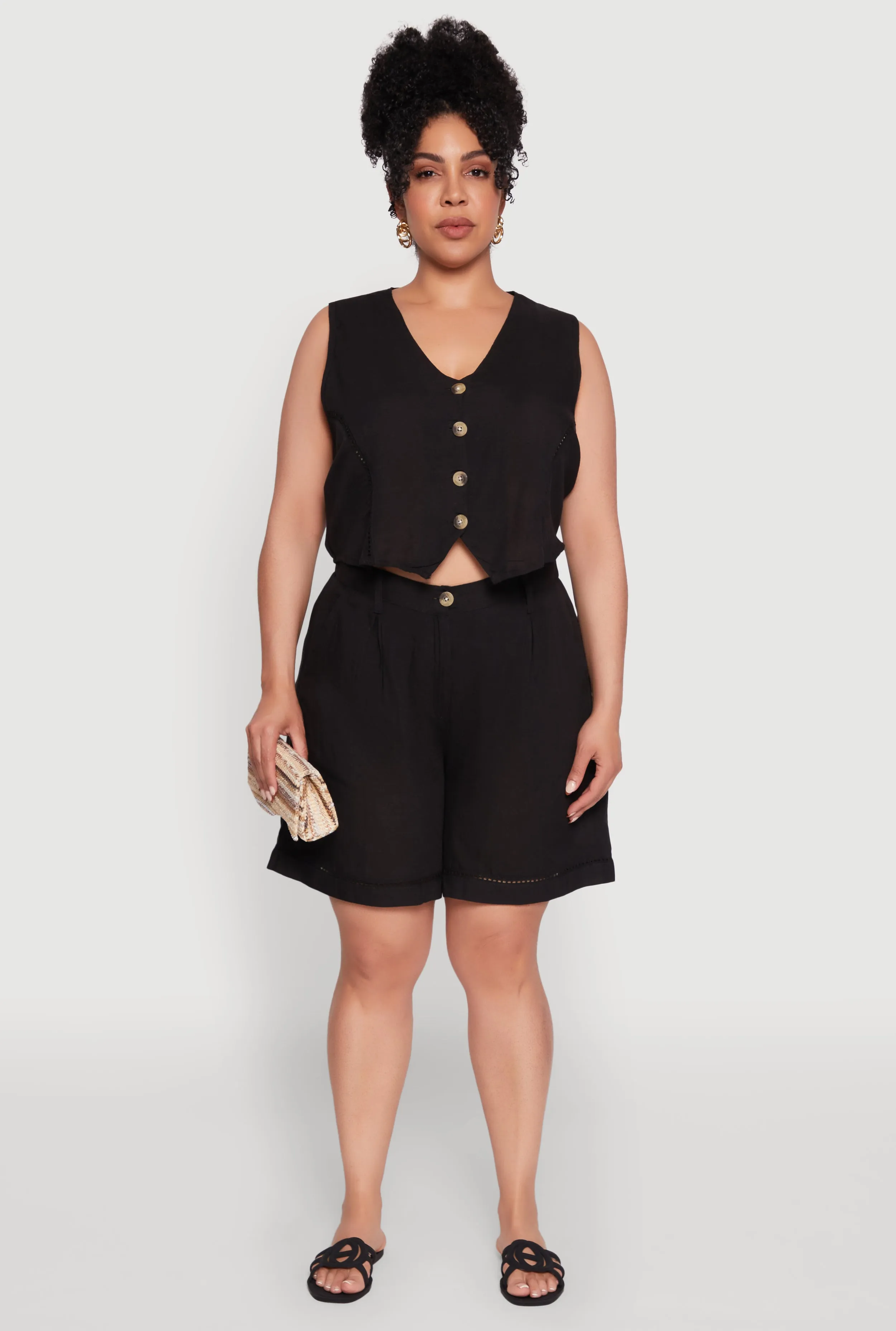 Plus Size Trendy Crochet Detail High Waisted Shorts sold by Rainbow product image thumbnail 2