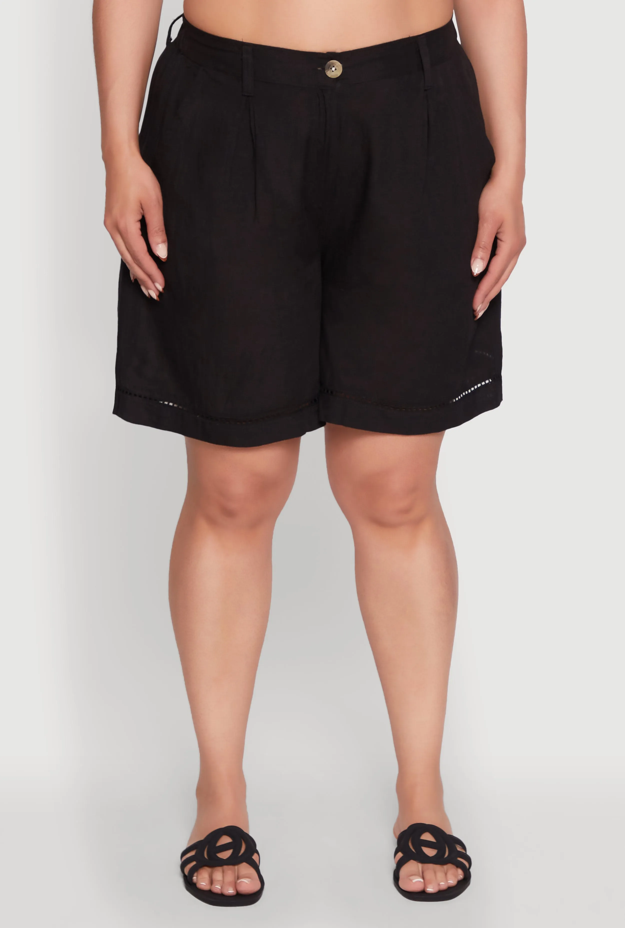 Plus Size Trendy Crochet Detail High Waisted Shorts sold by Rainbow product image thumbnail 3