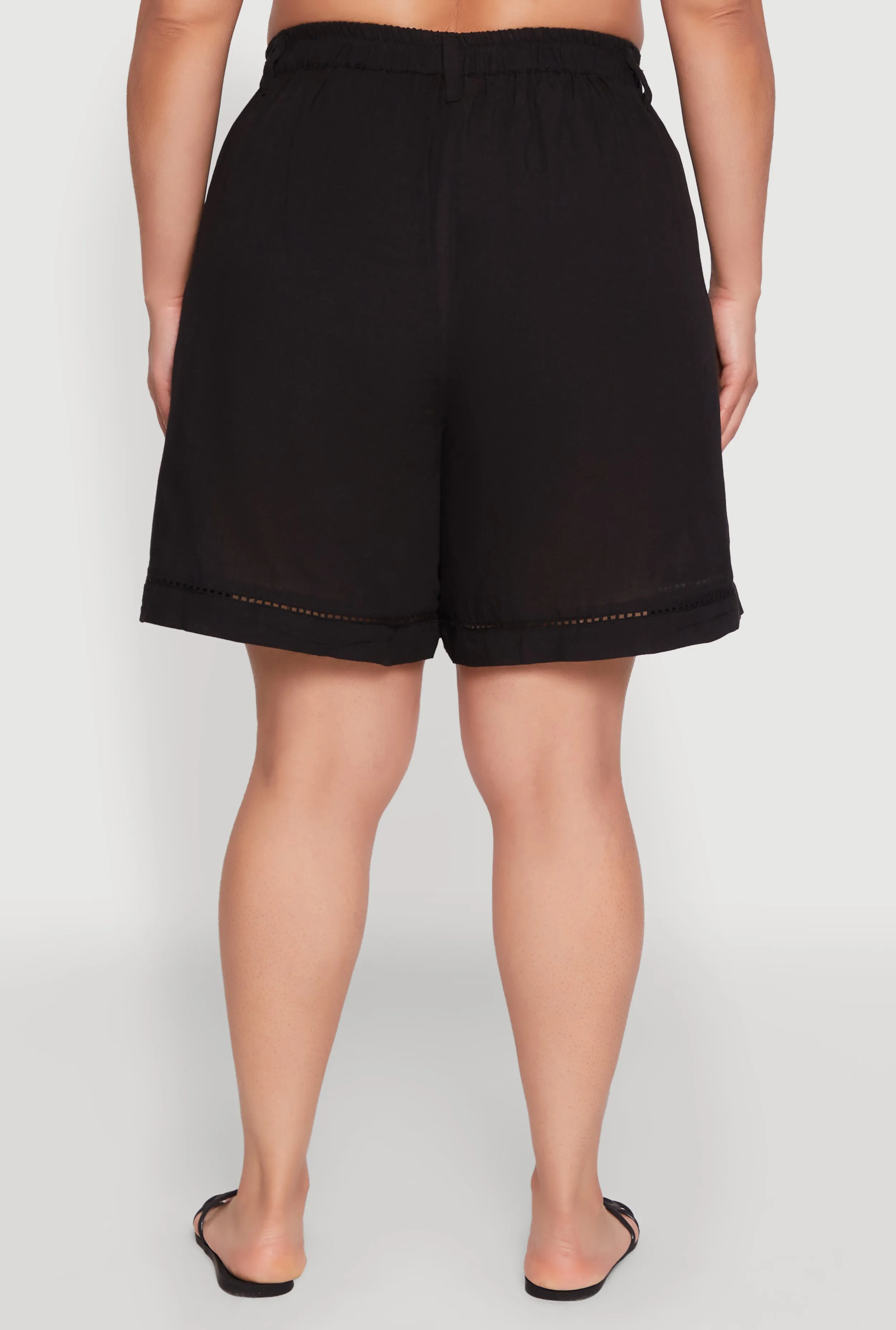 Plus Size Trendy Crochet Detail High Waisted Shorts sold by Rainbow product image thumbnail 5