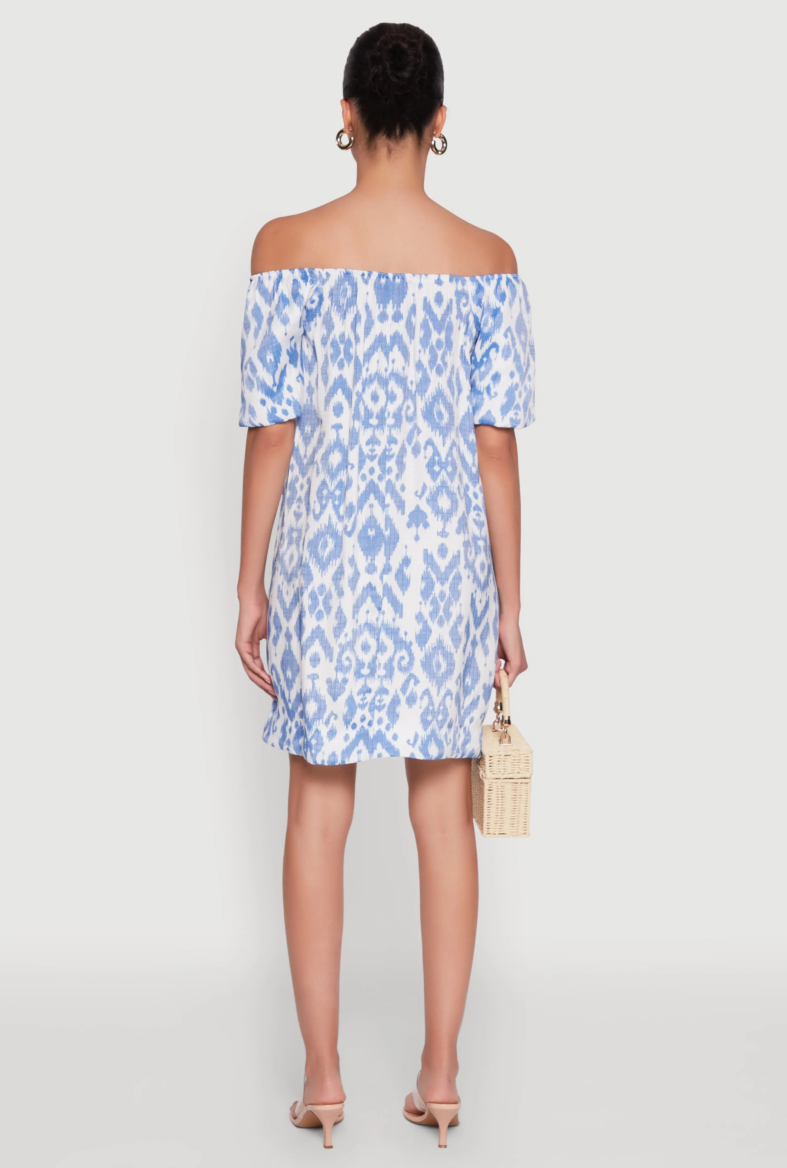 Floral Off Shoulder Bubble Sleeve Shift Dress with Ruffles sold by Rainbow product image thumbnail 5