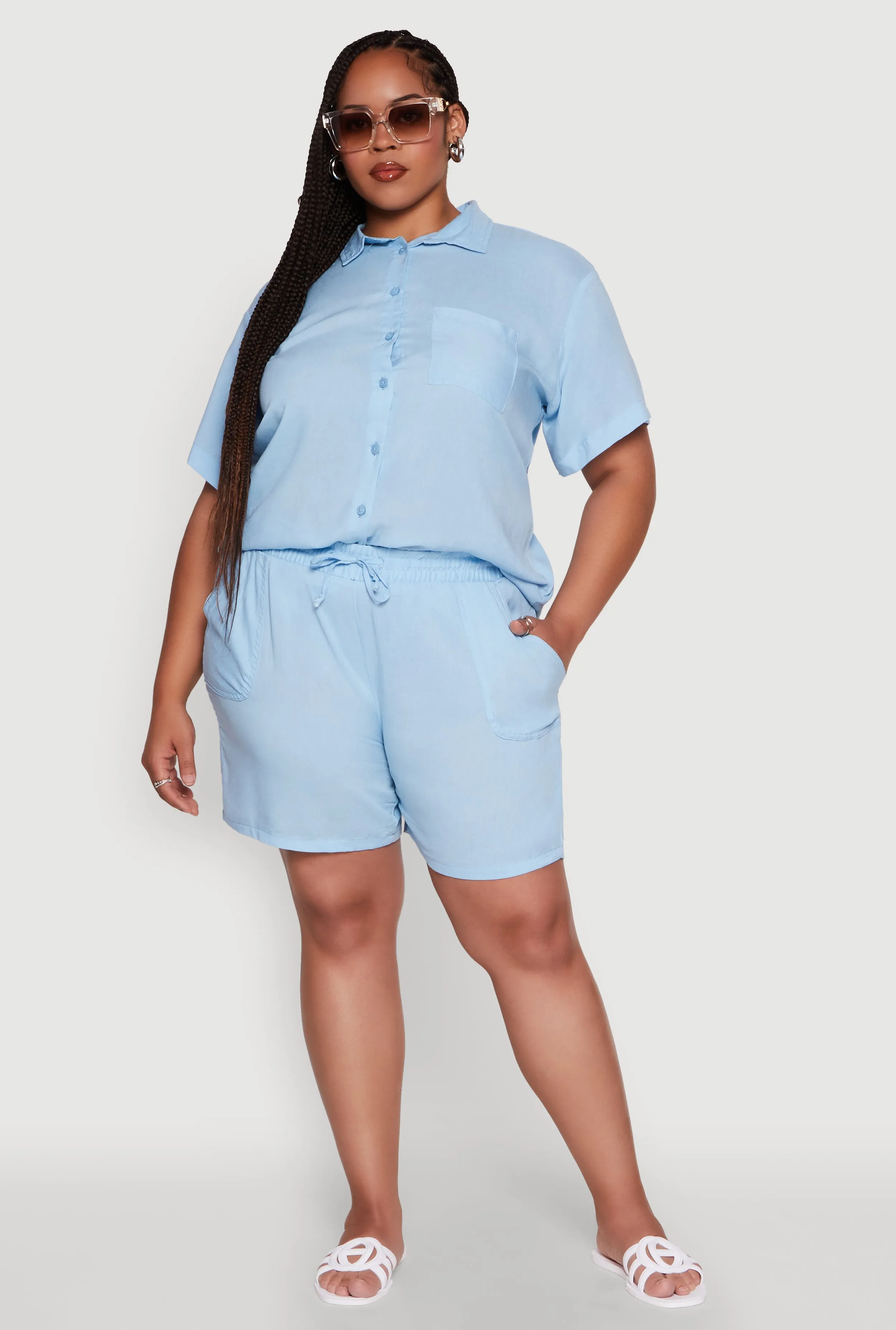 Plus Size Classic Fit Button Front Short Sleeve Shirt sold by Rainbow product image thumbnail 3