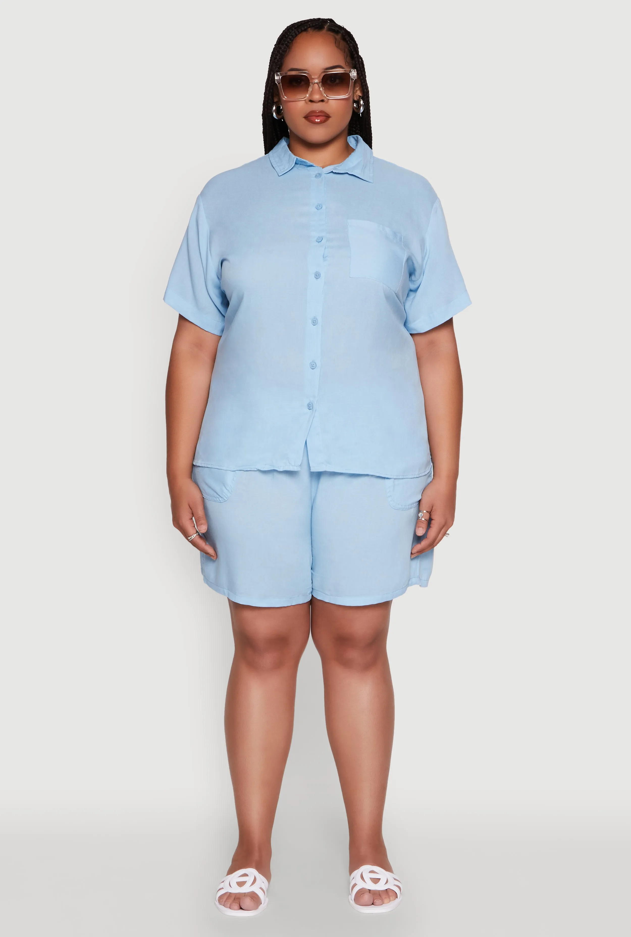 Plus Size Classic Fit Button Front Short Sleeve Shirt sold by Rainbow product image thumbnail 2