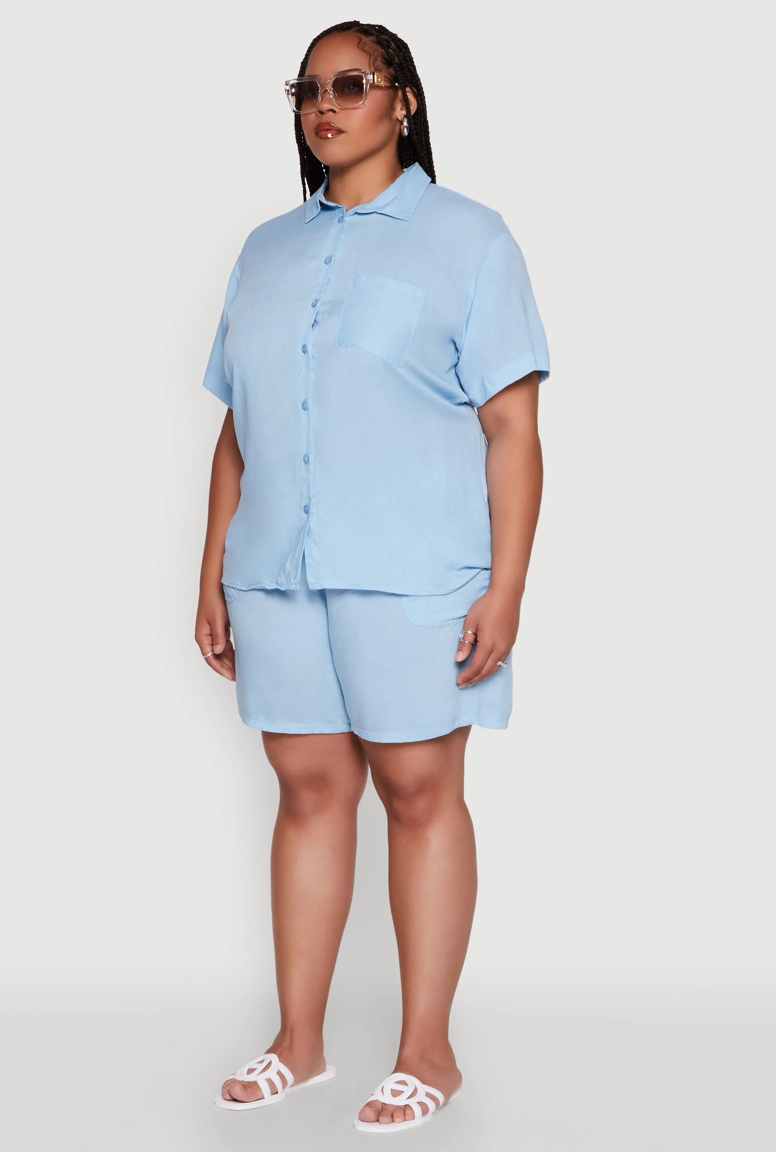 Plus Size Classic Fit Button Front Short Sleeve Shirt sold by Rainbow product image thumbnail 5