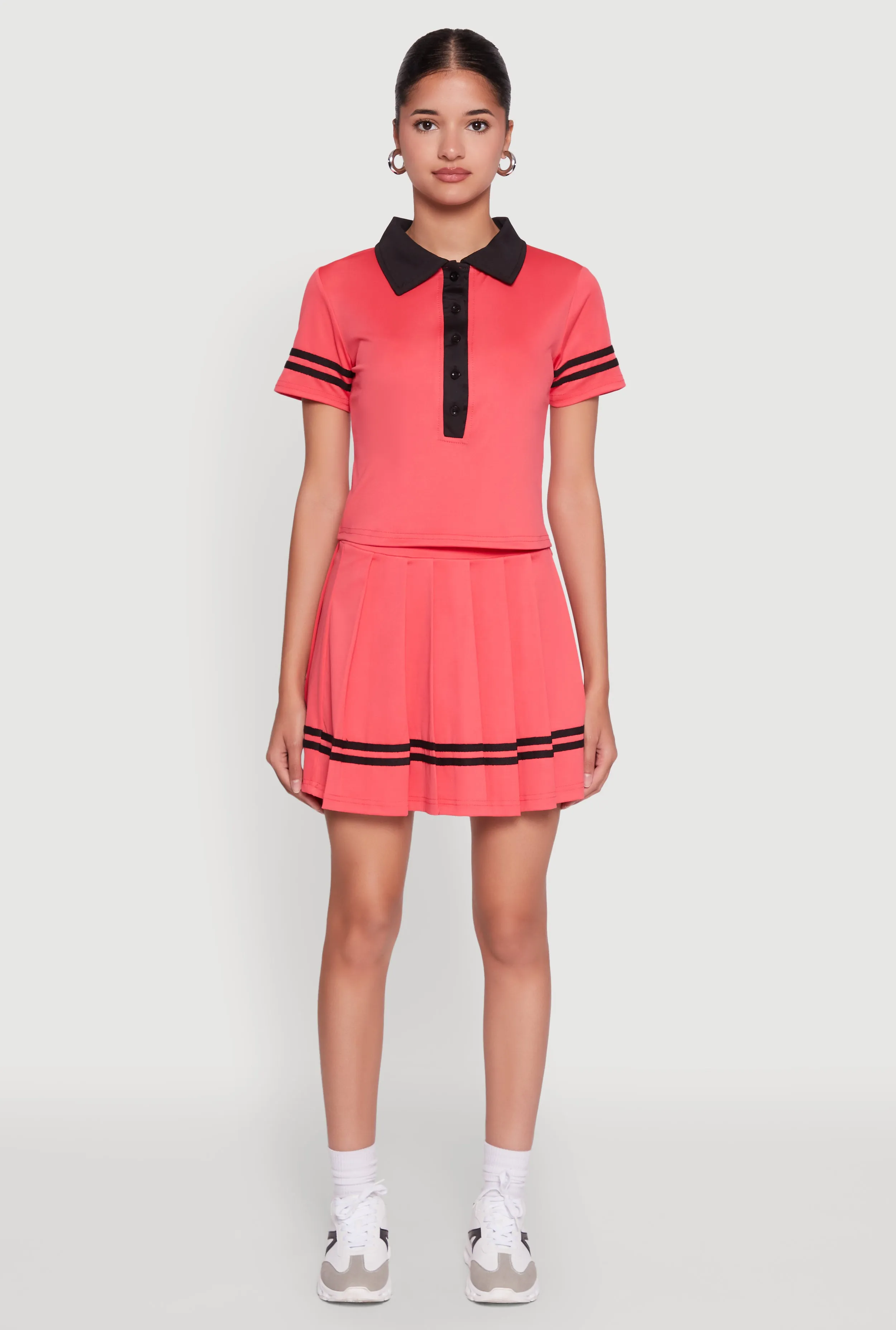 Contrast Trim and Varsity Stripe Cropped Shirt sold by Rainbow product image thumbnail 2