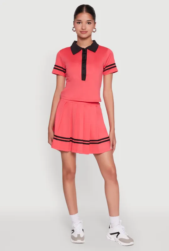 Trendy Varsity Stripe Pleated Mini Skirt sold by Rainbow
