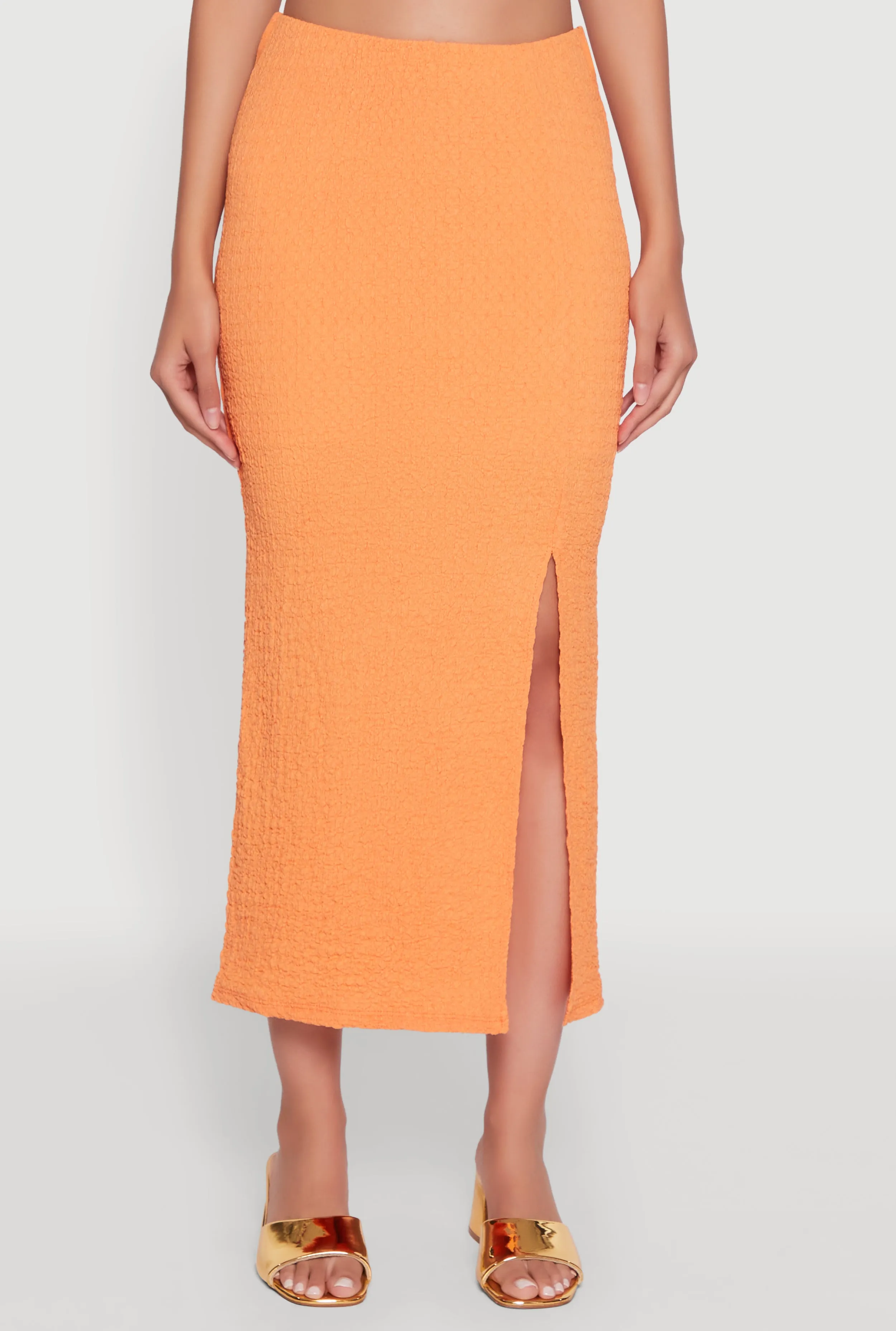 Iris Textured Knit Midi Skirt with Side Slit sold by Rainbow product image thumbnail 3