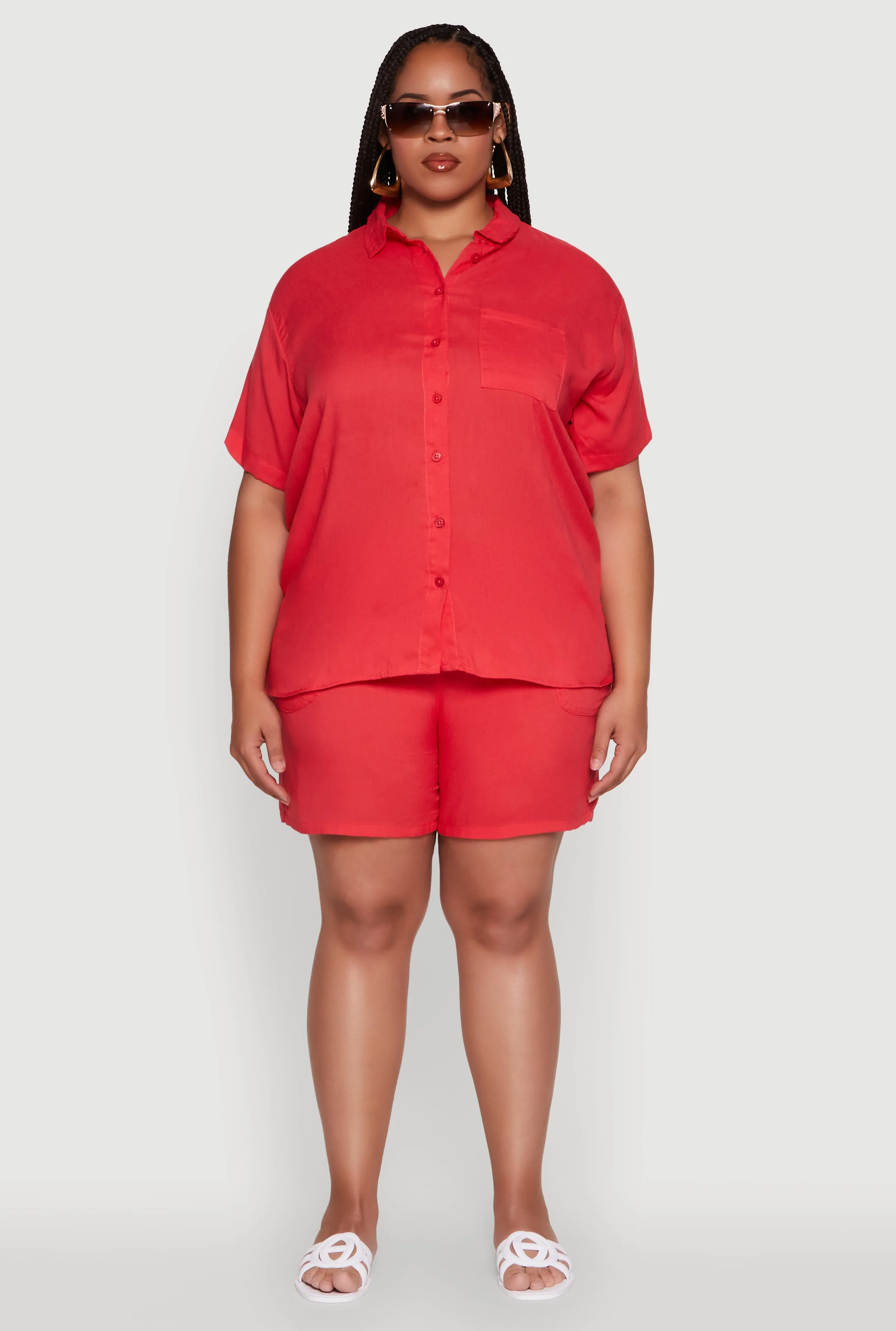 Plus Size High Waisted Shorts with Pockets and Drawstring sold by Rainbow