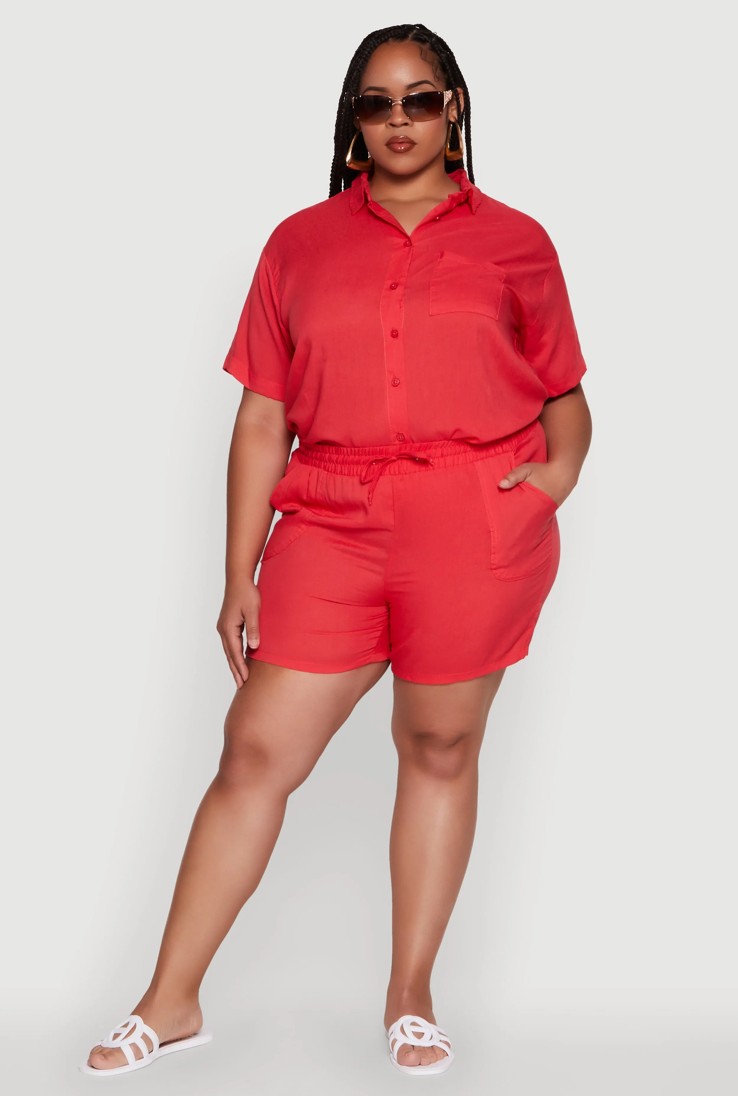Plus Size High Waisted Shorts with Pockets and Drawstring sold by Rainbow product image thumbnail 2