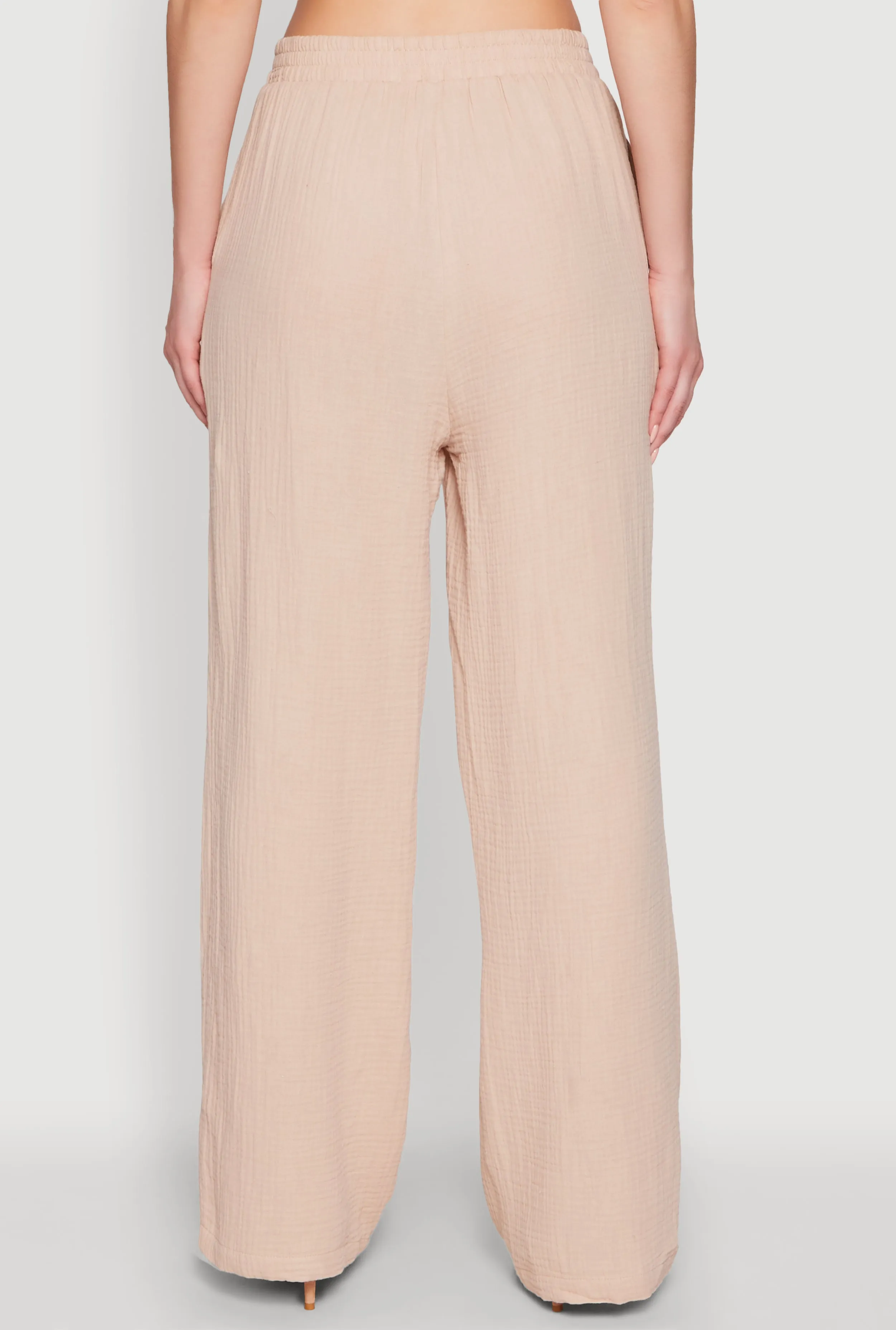 Stylish Gauze Knit Elastic Waist Pleated Palazzo Pants sold by Rainbow product image thumbnail 5