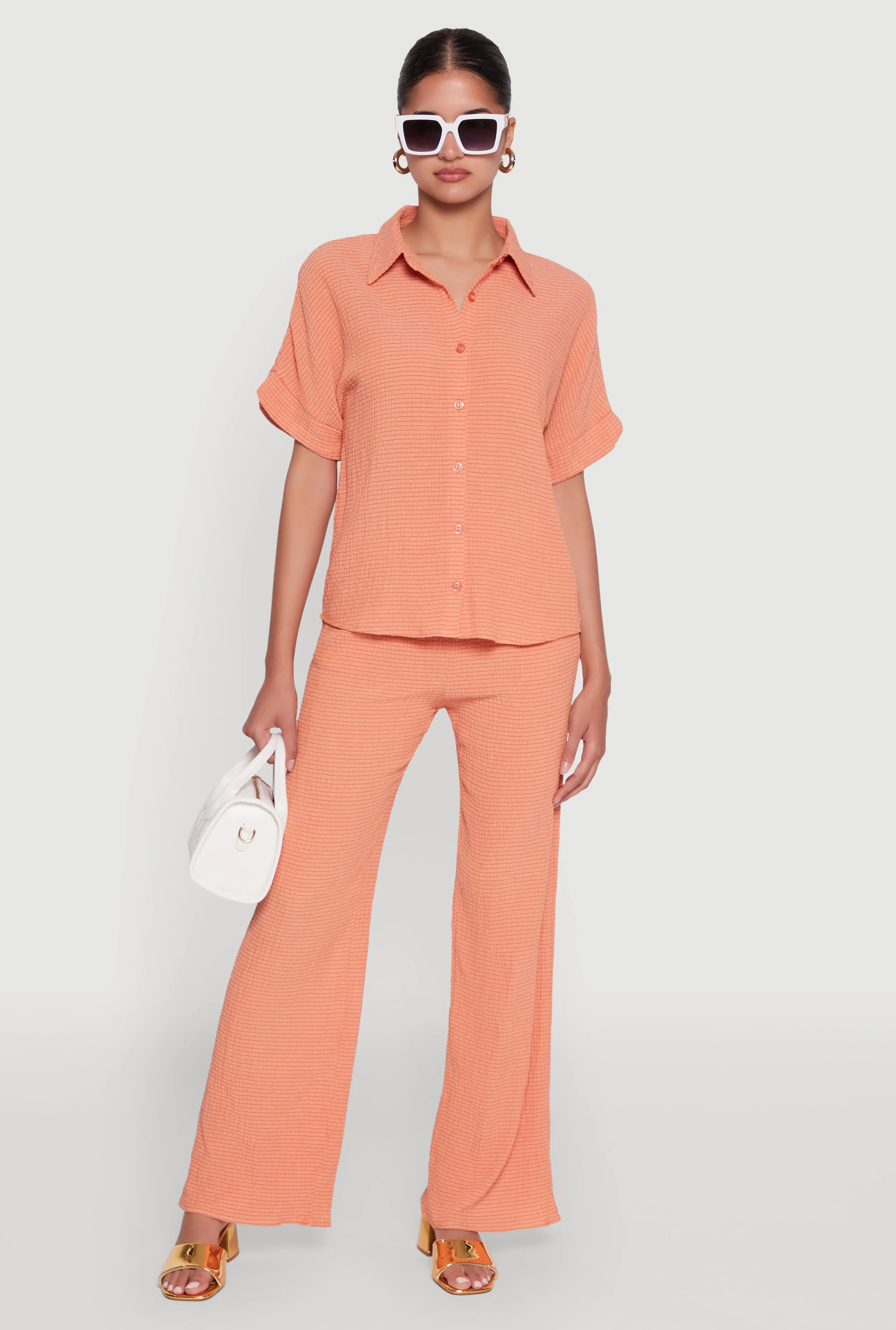 Seersucker Striped Button Front Shirt with Classic Fit sold by Rainbow product image thumbnail 2