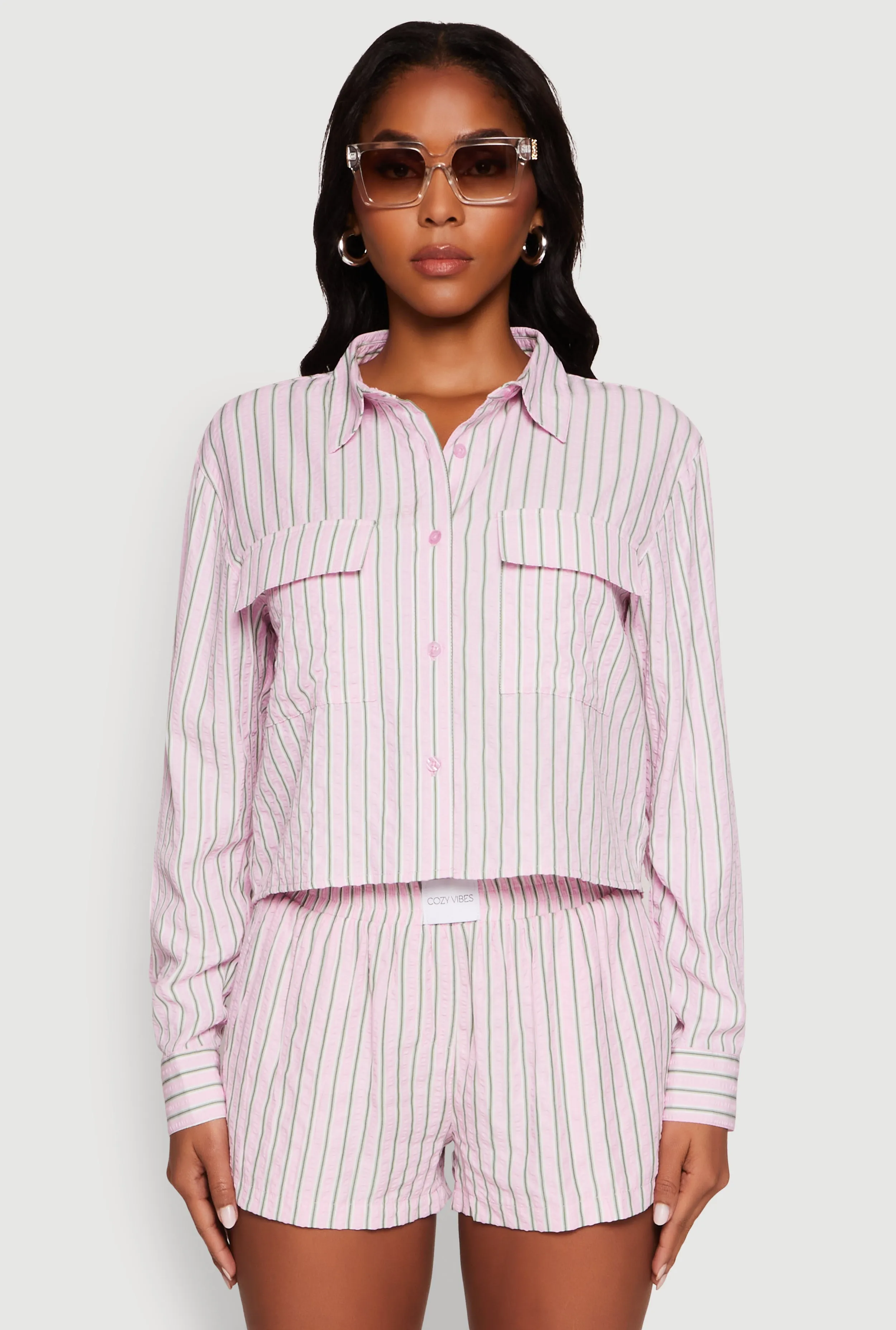 Iris Classic Fit Textured Knit Shirt with Flap Pocket sold by Rainbow